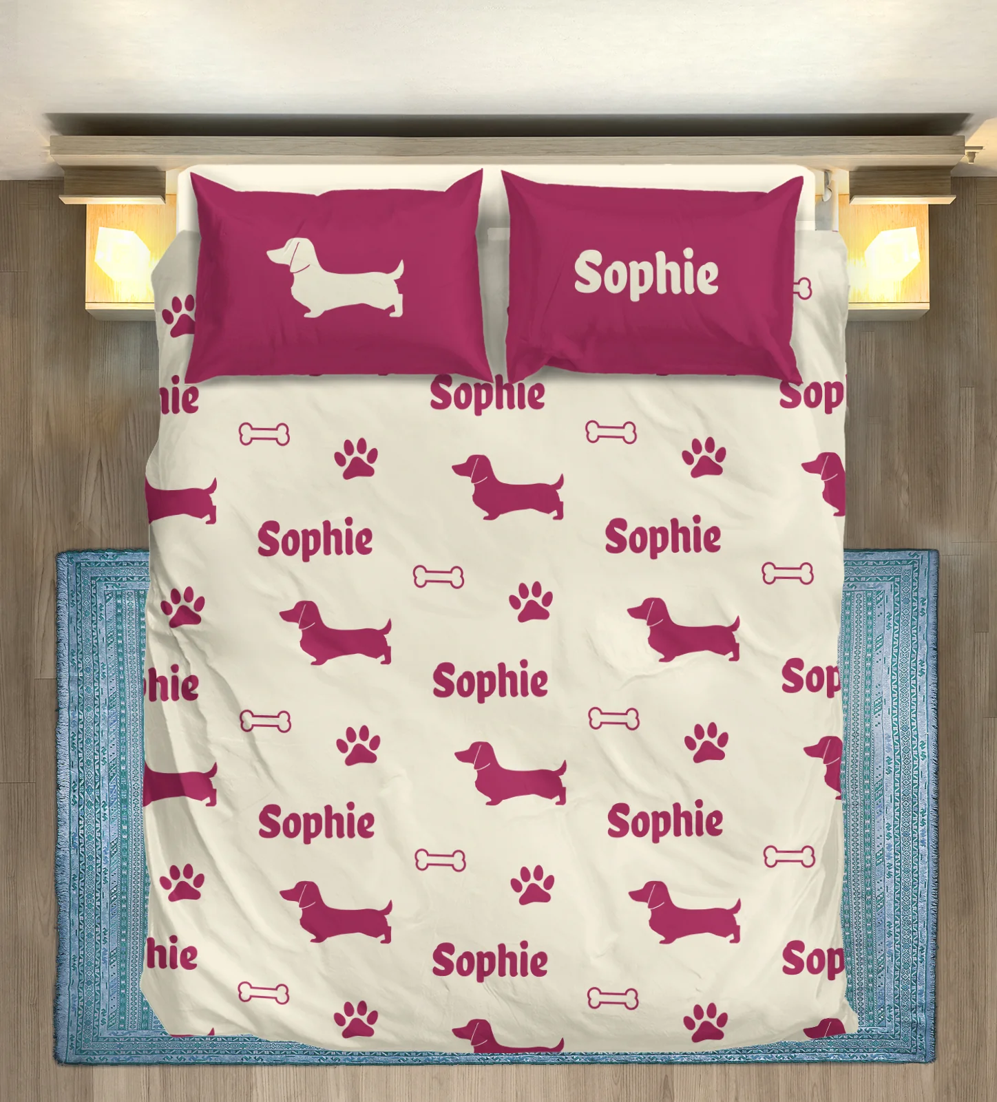 Custom Bedding Set with Dachshund's Name - Bedding Set - Image 2