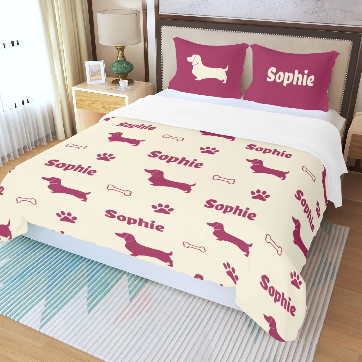 Custom Bedding Set with Dachshund's Name - Bedding Set - Image 4