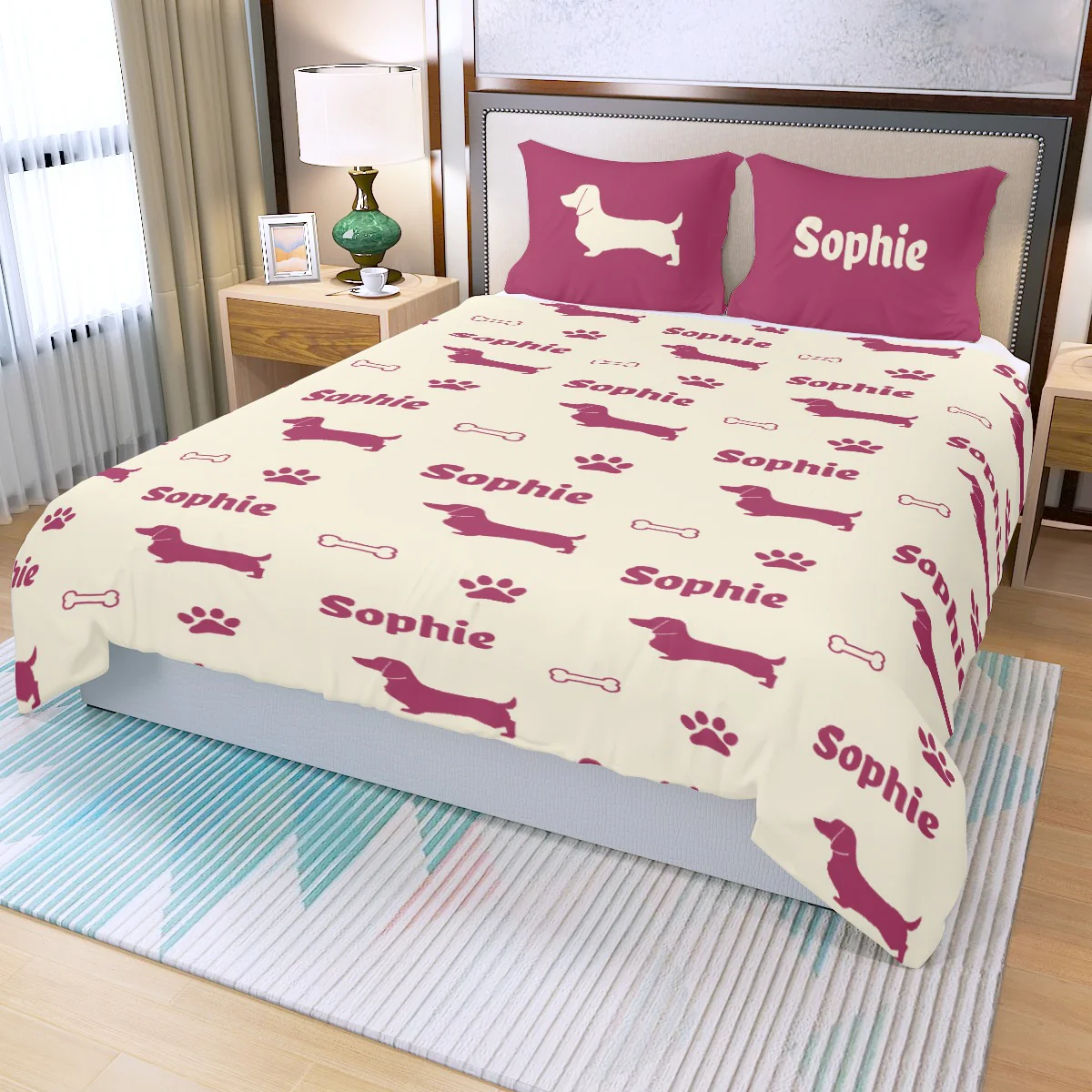 Custom Bedding Set with Dachshund's Name - Bedding Set - Image 5