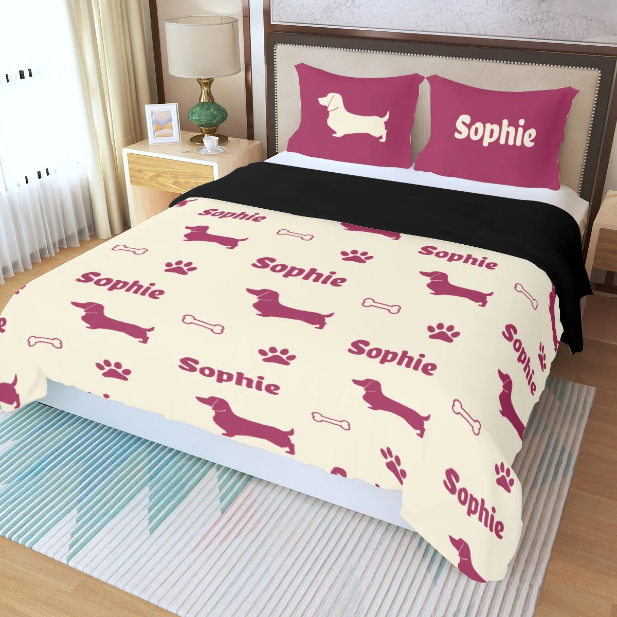 Custom Bedding Set with Dachshund's Name - Bedding Set - Image 7