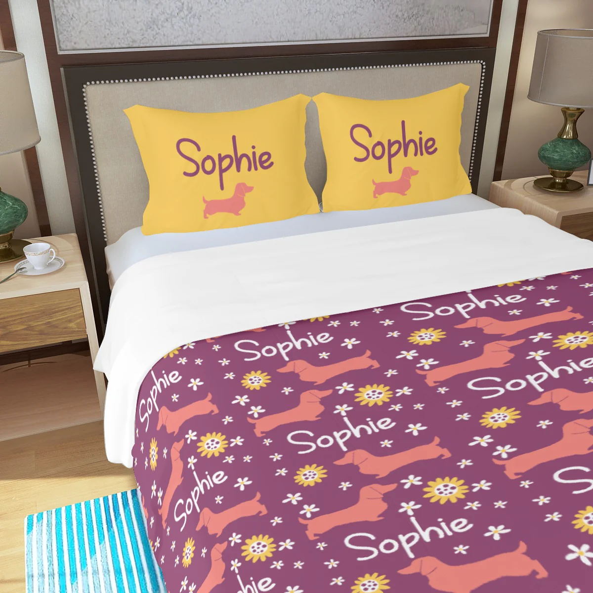 Custom Bedding Set with Dachshund's Name - Bedding Set - Image 3