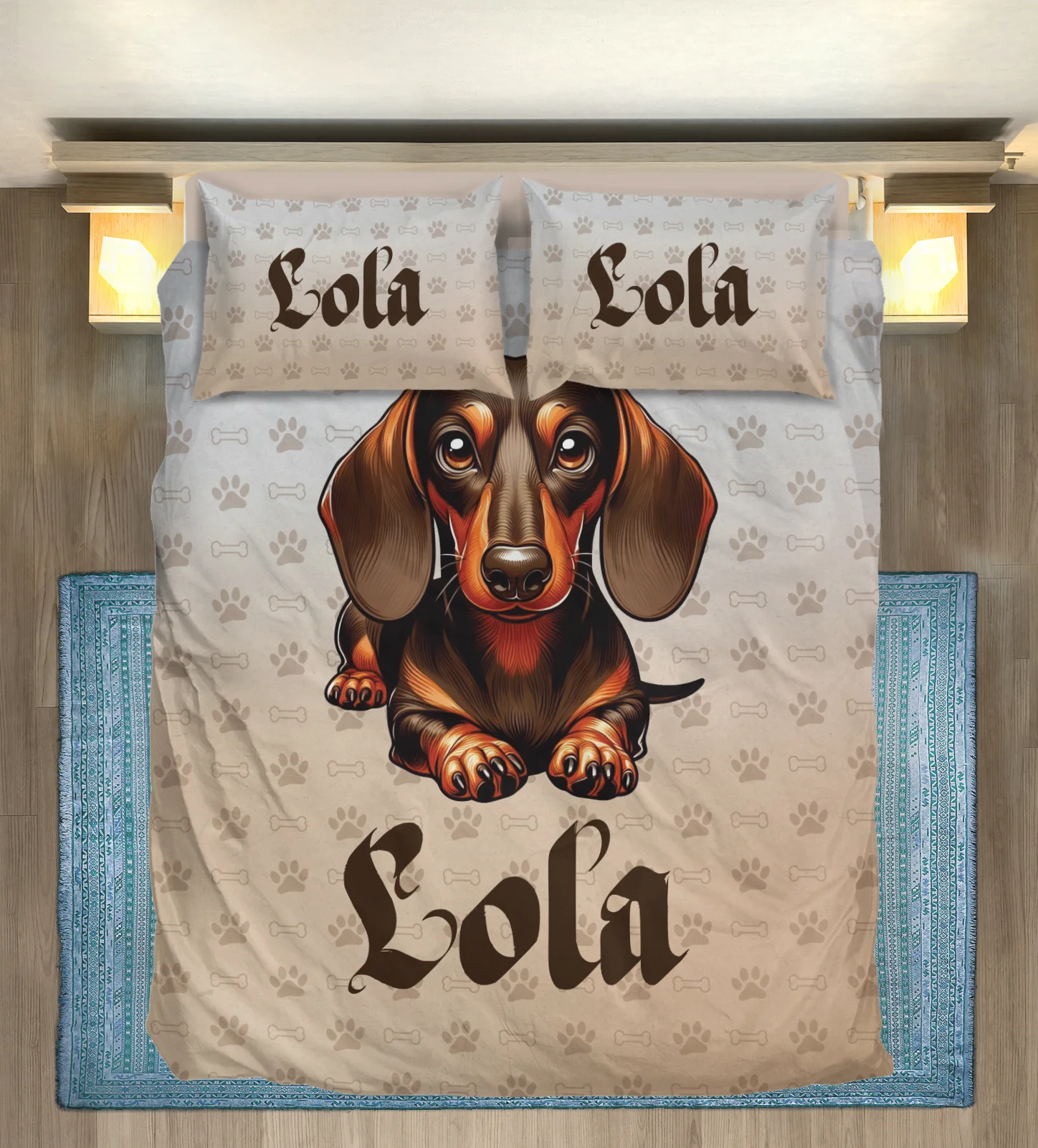 Custom Bedding Set with Dachshund's Name - Bedding Set - Image 2
