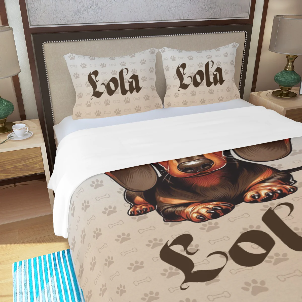 Custom Bedding Set with Dachshund's Name - Bedding Set - Image 3