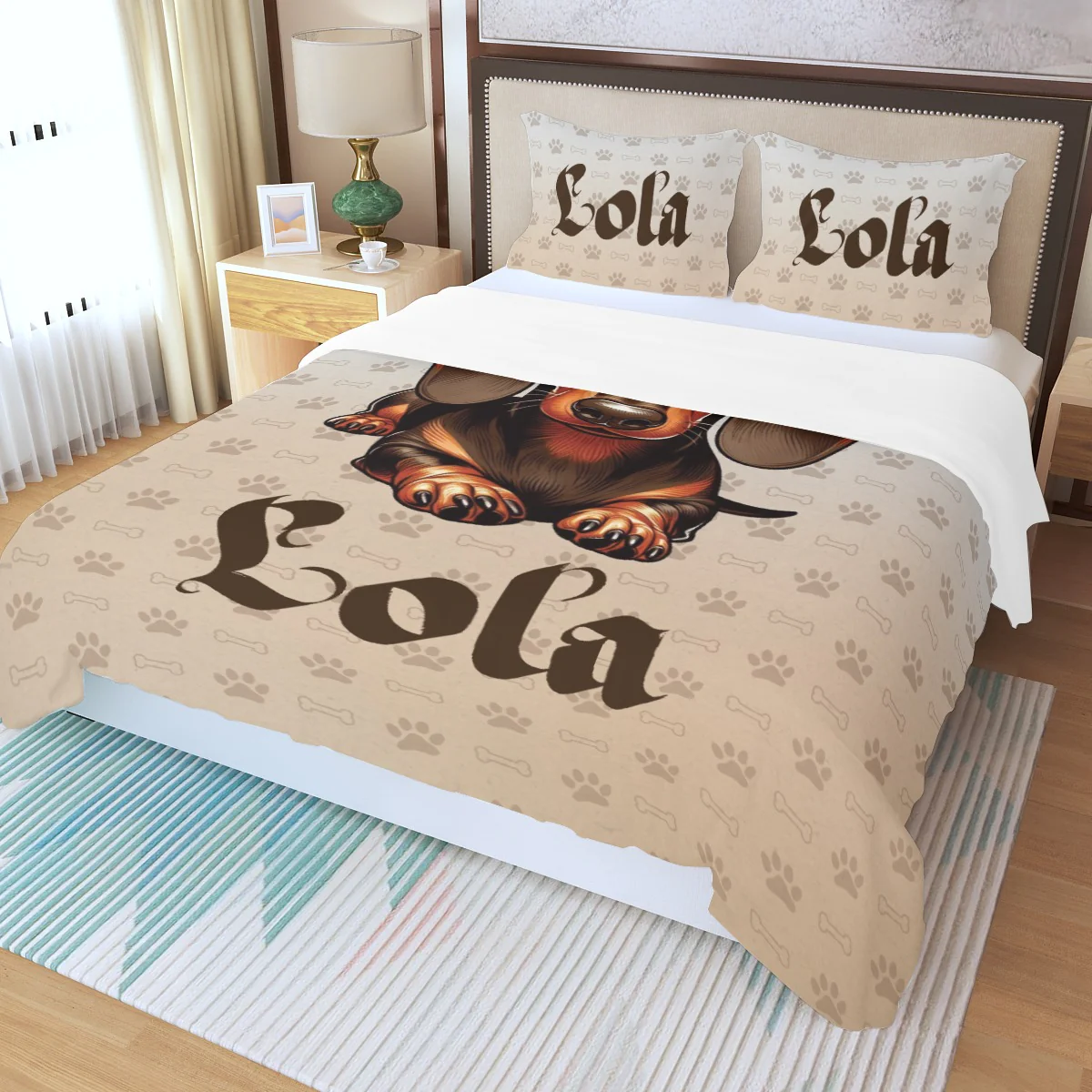 Custom Bedding Set with Dachshund's Name - Bedding Set - Image 4