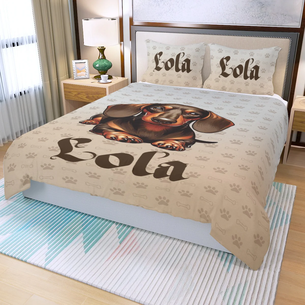 Custom Bedding Set with Dachshund's Name - Bedding Set - Image 5