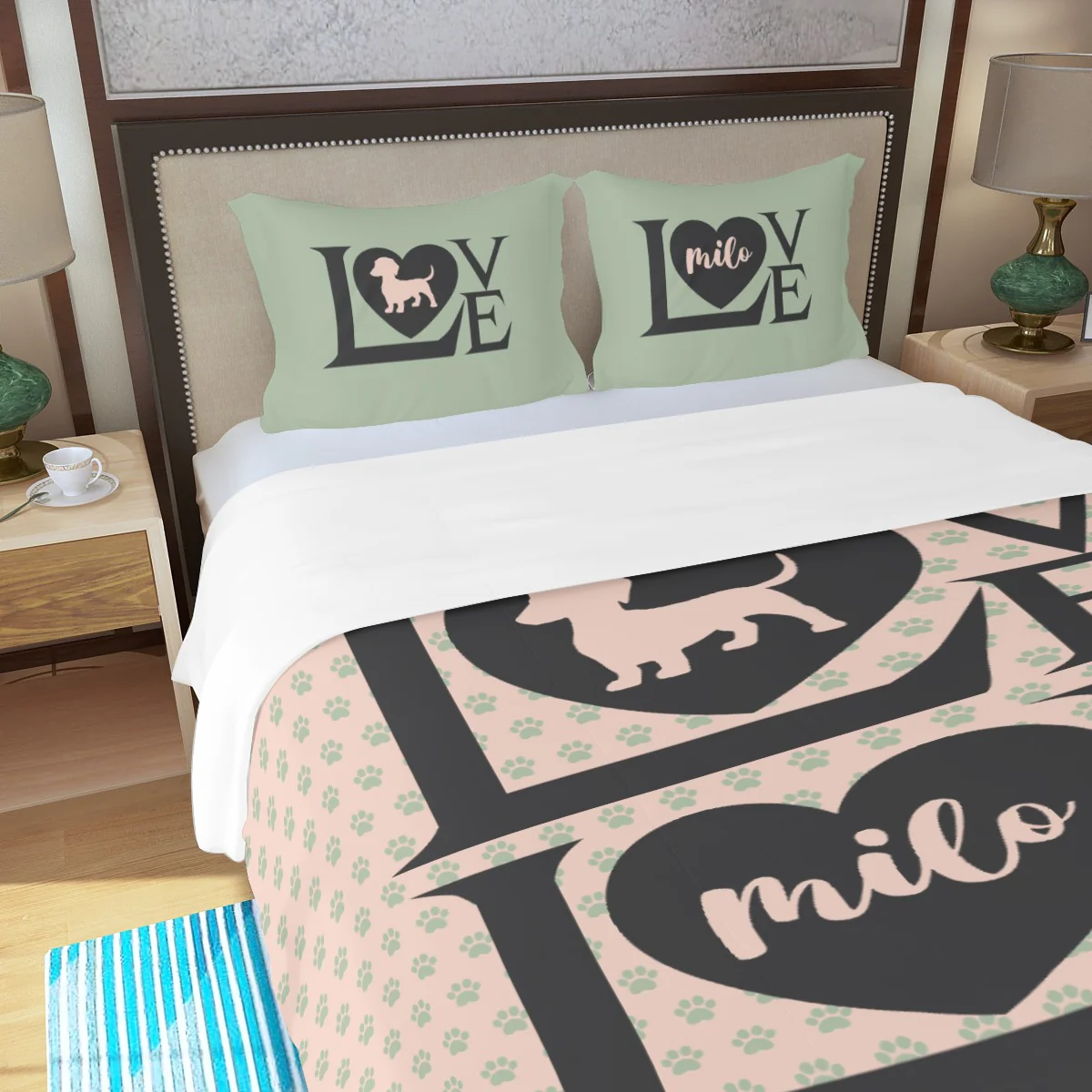 Custom Bedding Set with Dachshund's Name - Bedding Set - Image 3