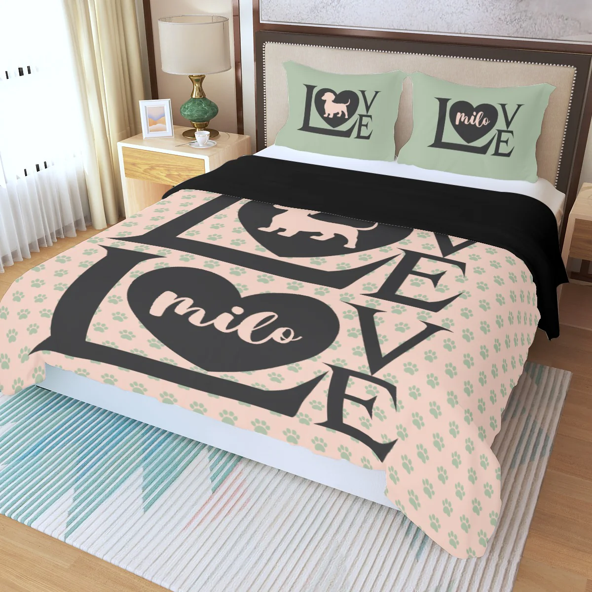 Custom Bedding Set with Dachshund's Name - Bedding Set - Image 7