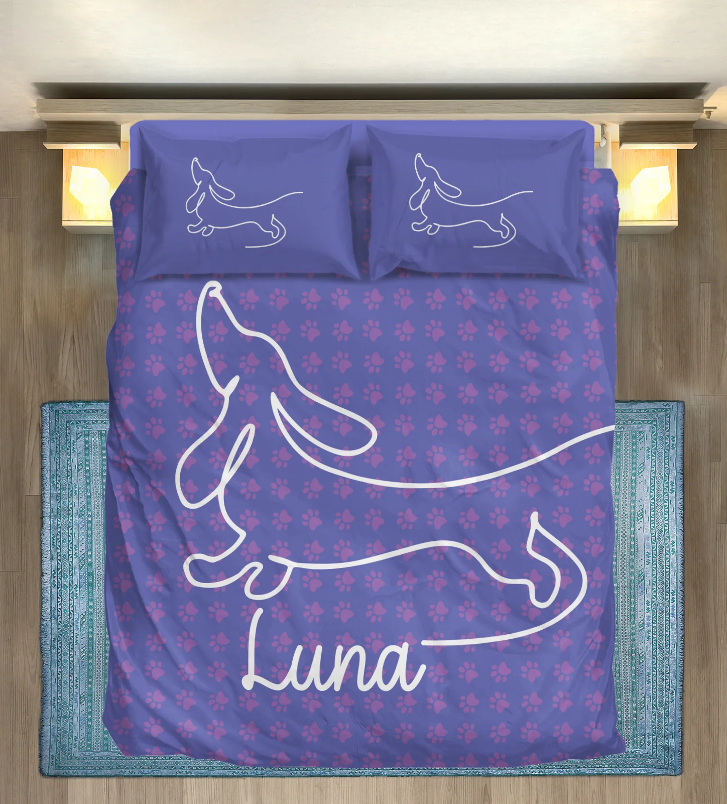 Custom Bedding Set with Dachshund's Name - Bedding Set - Image 2