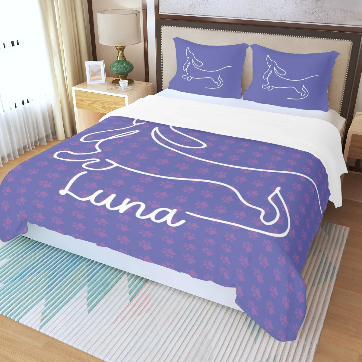 Custom Bedding Set with Dachshund's Name - Bedding Set - Image 4