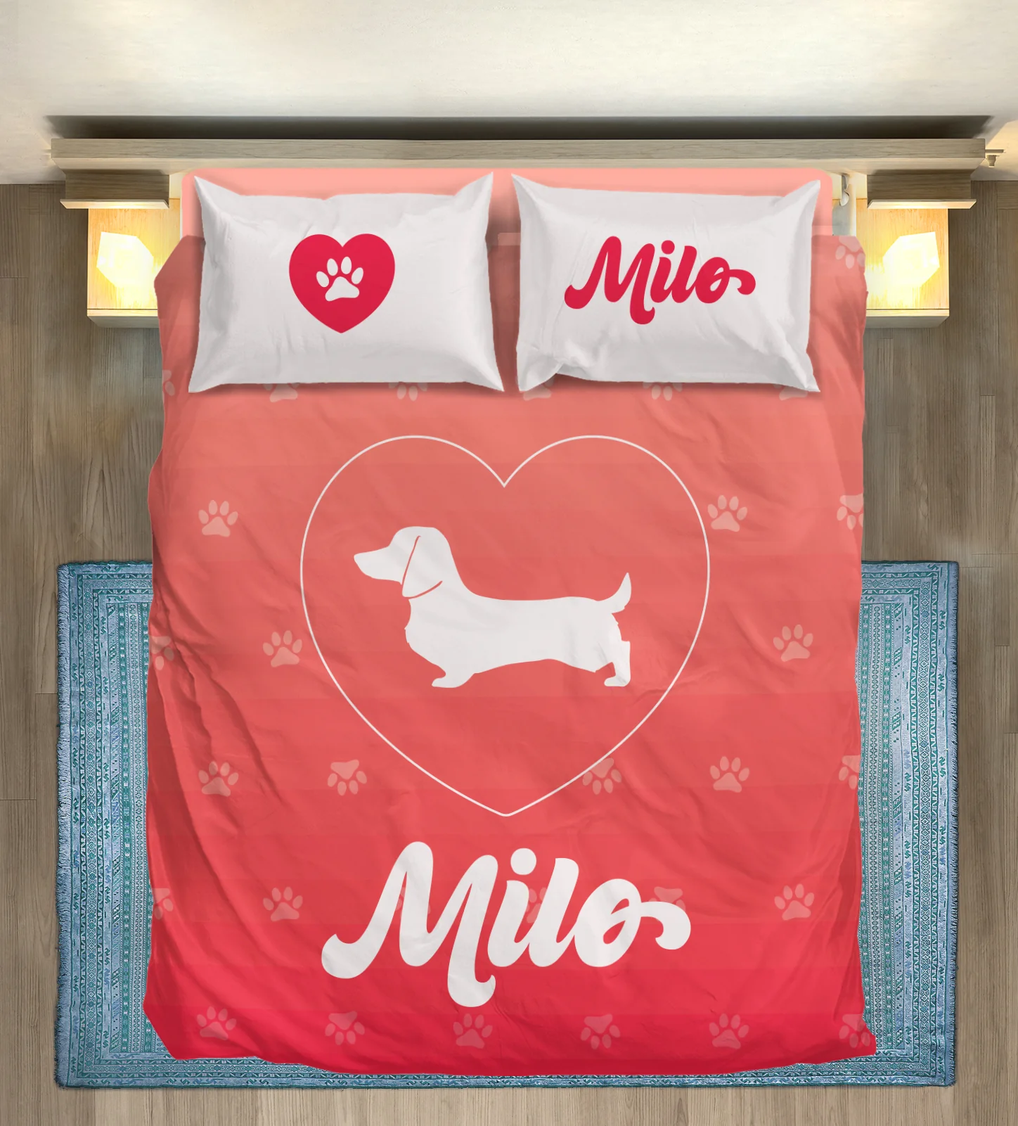 Custom Bedding Set with Dachshund's Name - Bedding Set - Image 2