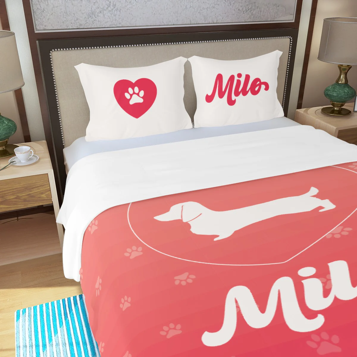 Custom Bedding Set with Dachshund's Name - Bedding Set - Image 3