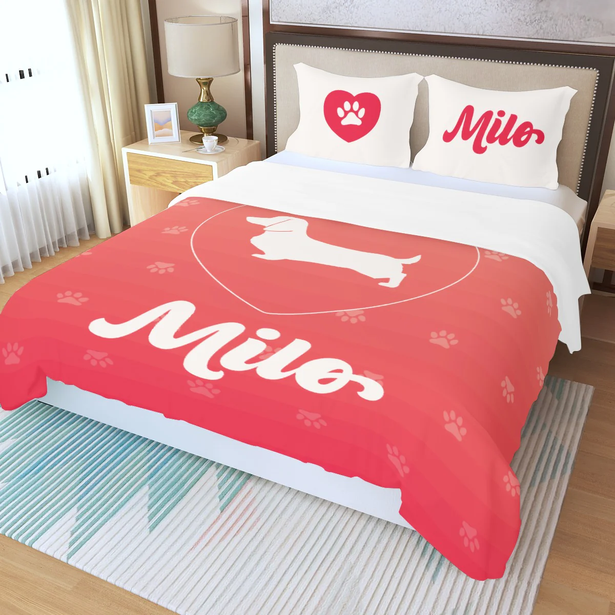 Custom Bedding Set with Dachshund's Name - Bedding Set - Image 4