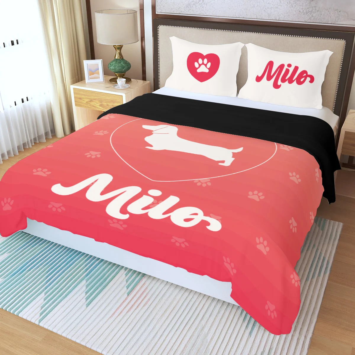 Custom Bedding Set with Dachshund's Name - Bedding Set - Image 7