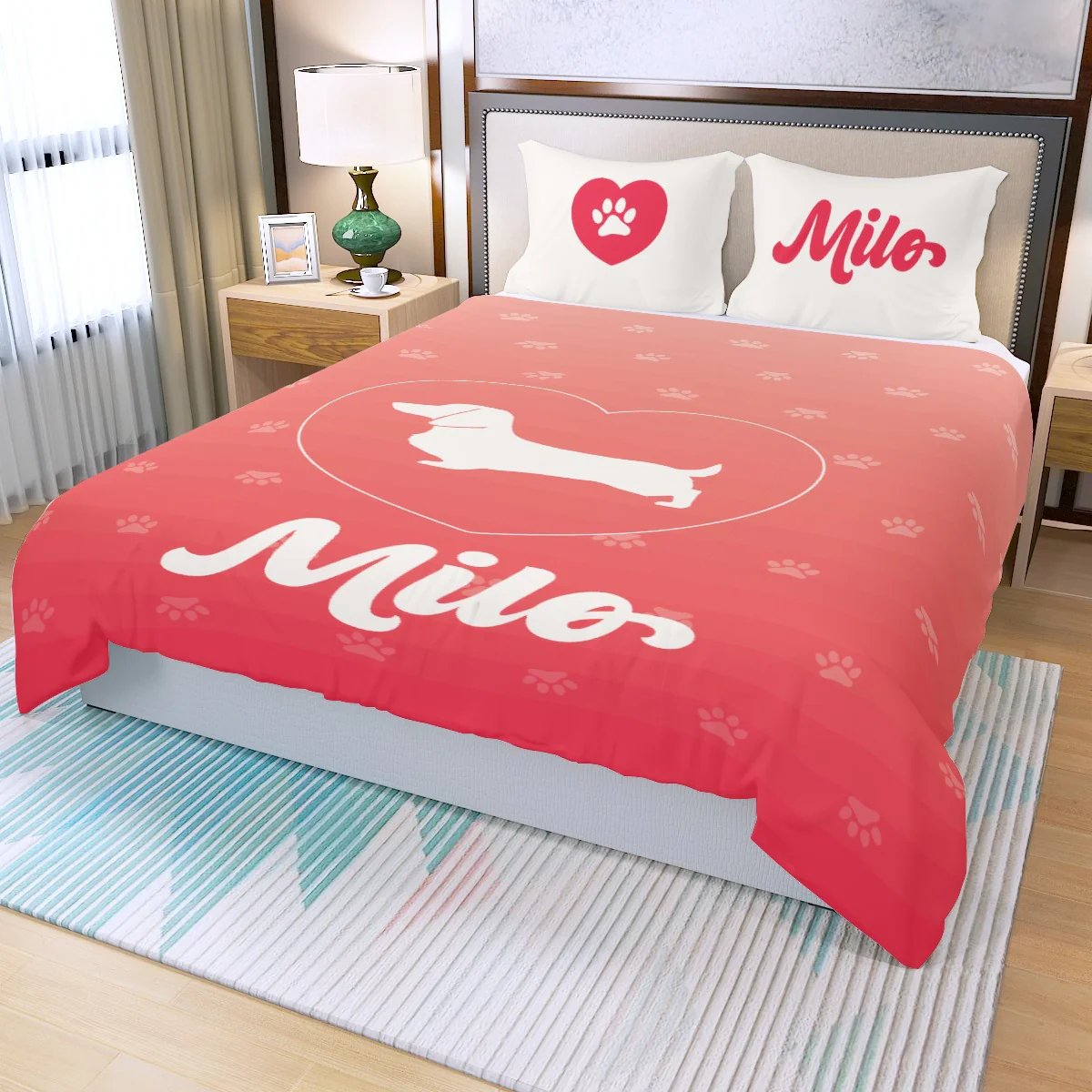 Custom Bedding Set with Dachshund's Name - Bedding Set - Image 8