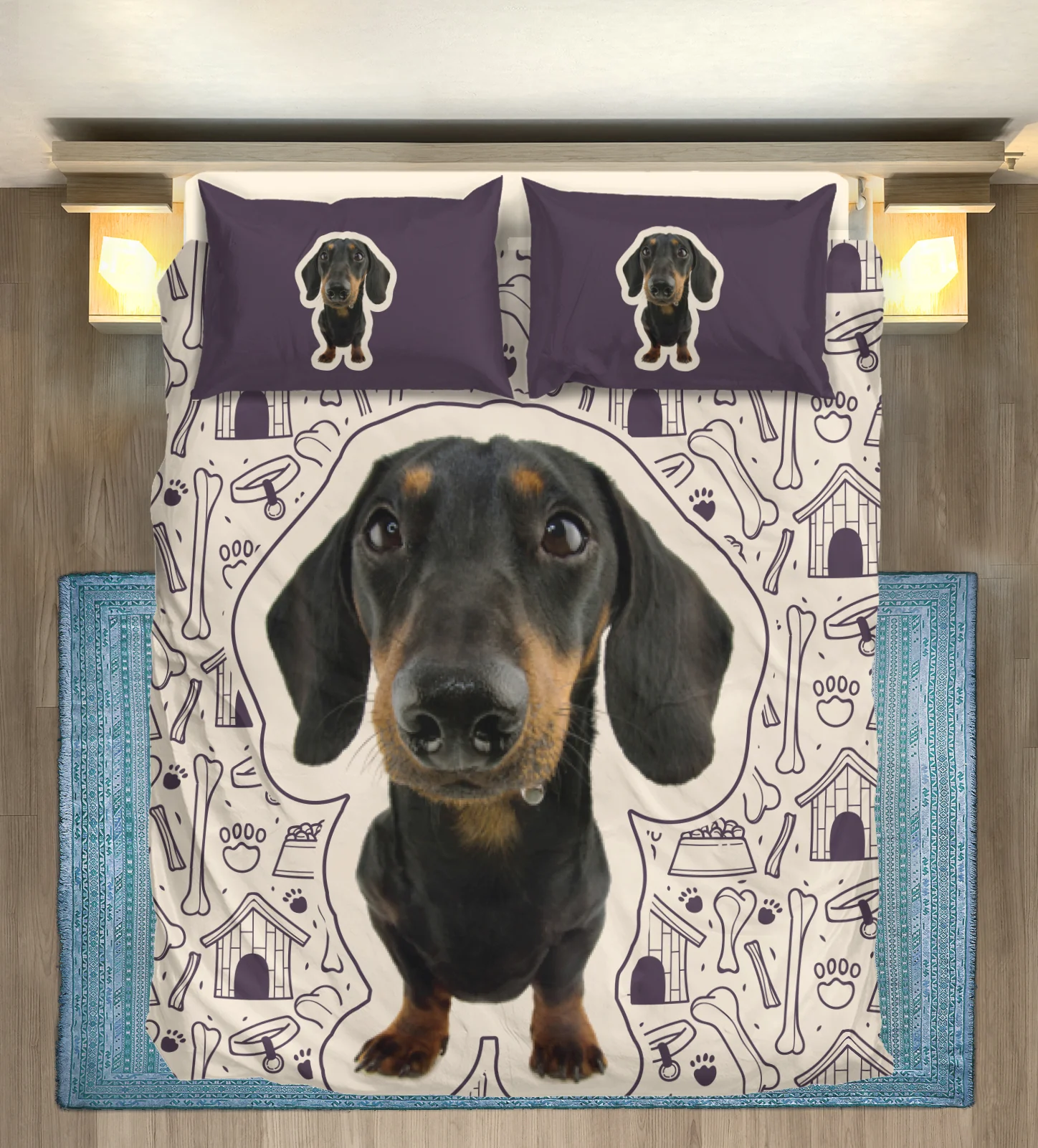 Custom Bedding Set with Dachshund's Picture - Bedding Set - Image 2