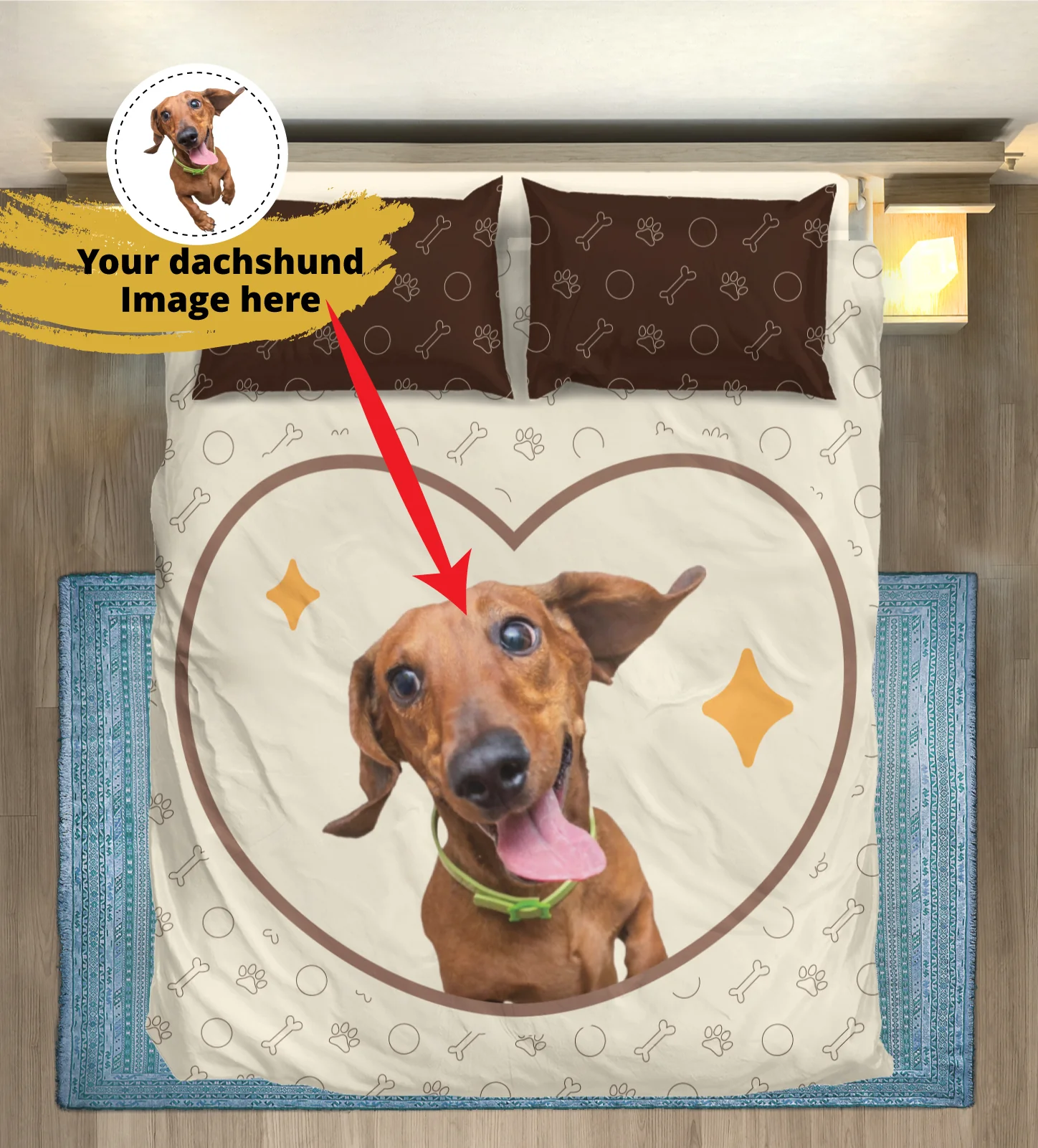 Custom Bedding Set with Dachshund's Picture - Bedding Set