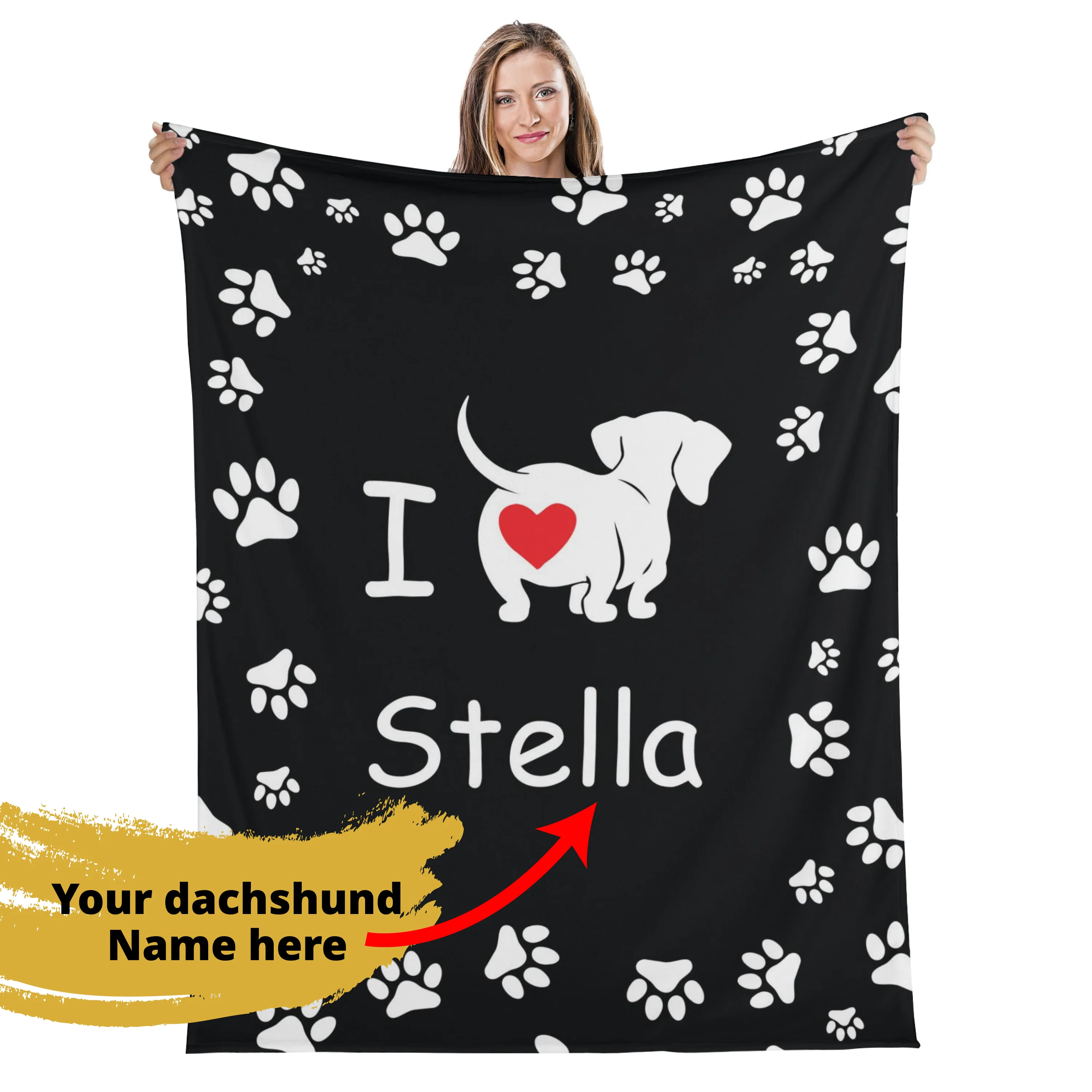 Custom blanket with dachshund name - Blanket