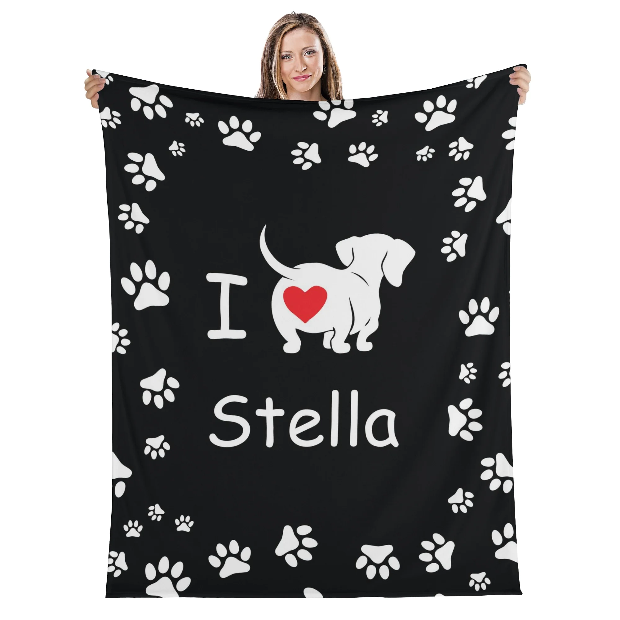 Custom blanket with dachshund name - Blanket - Image 2