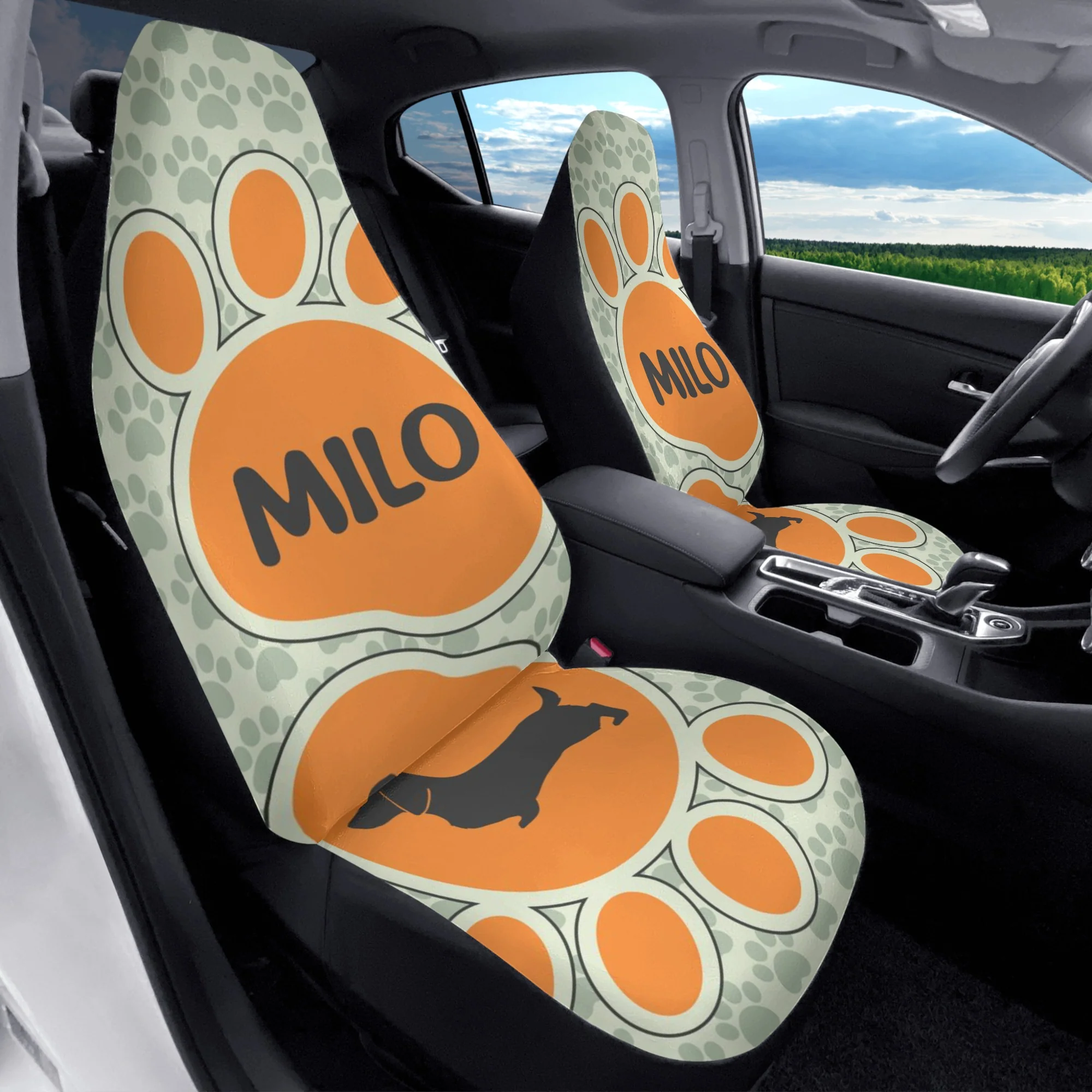Custom Car Seat Cover with Dachshunds Name - Car Seat Cover (2 pcs) - Image 4