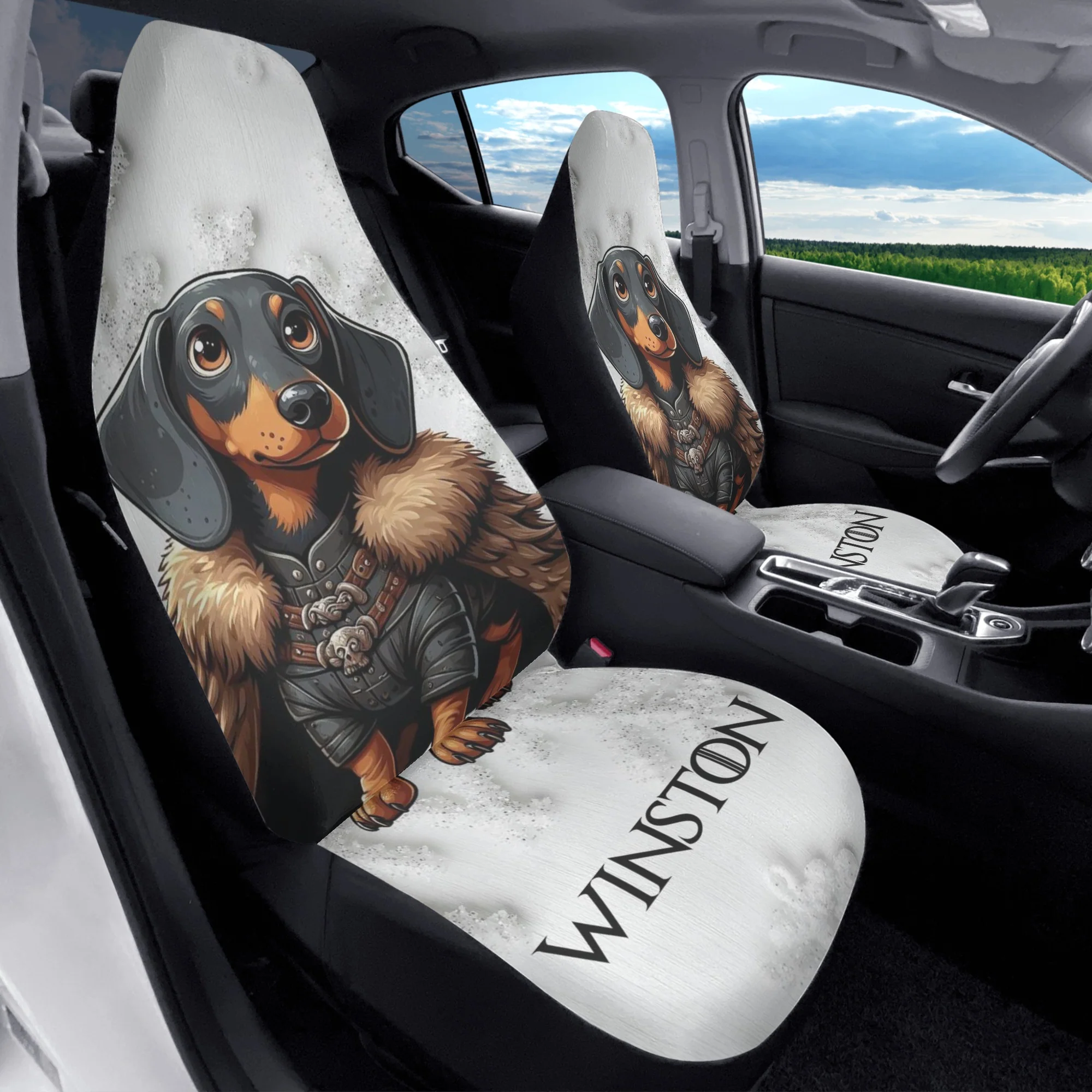 Custom Car Seat Cover with Dachshunds Name - Car Seat Cover (2 pcs) - Image 4
