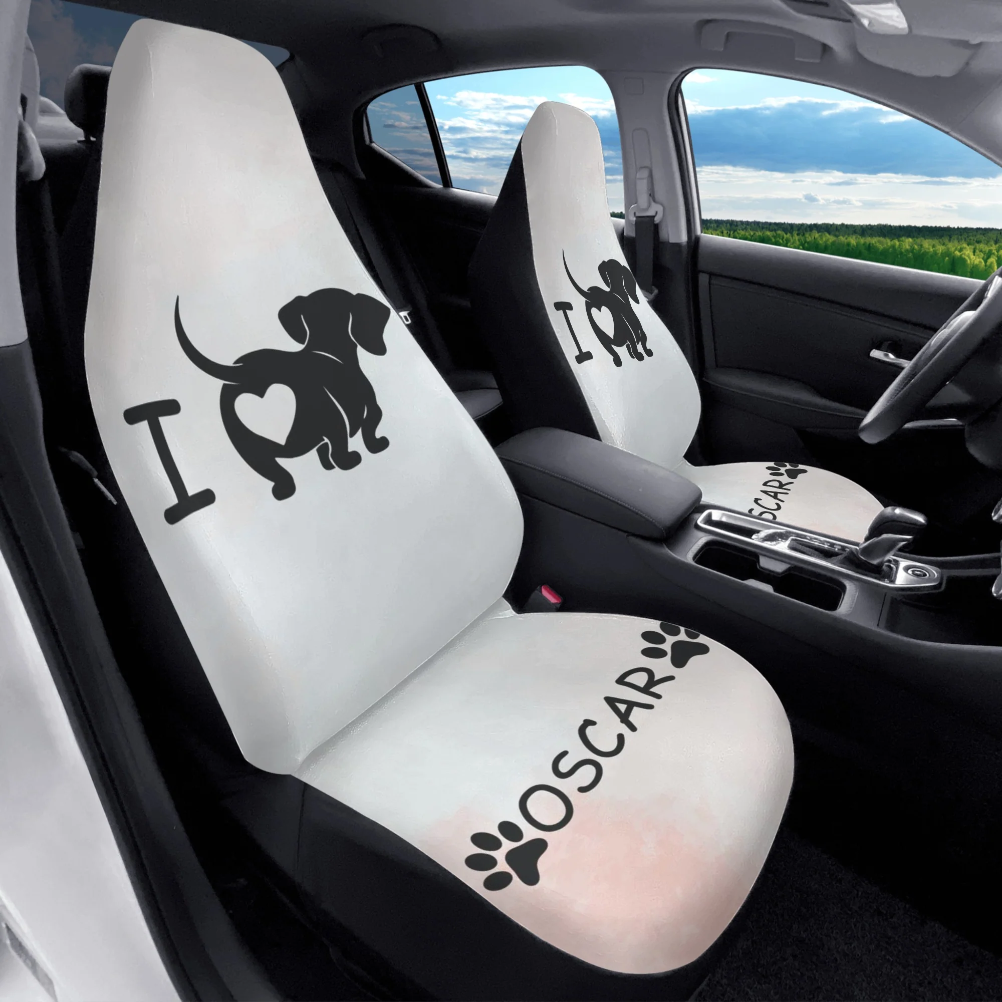 Custom Car Seat Cover with Dachshunds Name - Car Seat Cover (2 pcs) - Image 4