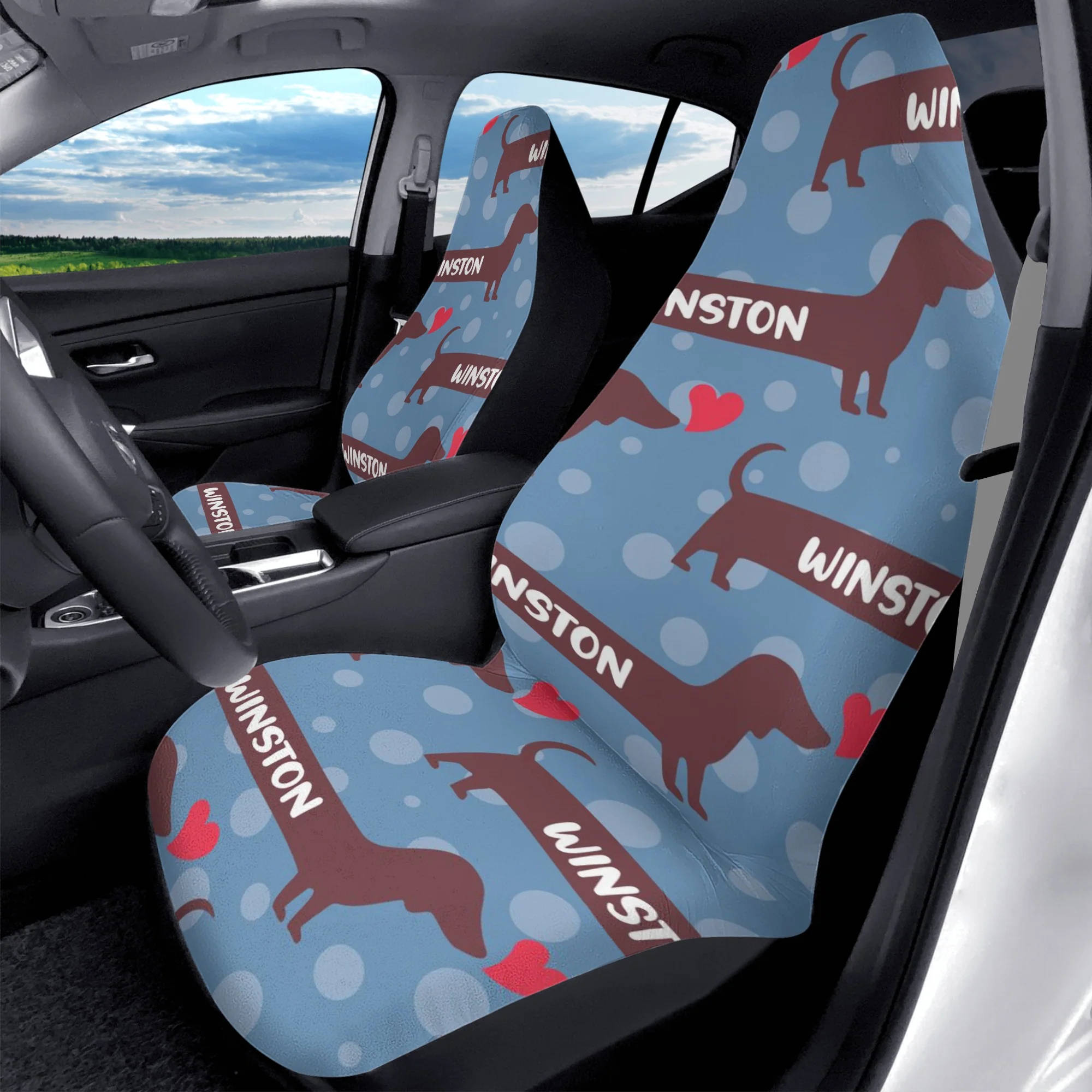 Custom Car Seat Cover with Dachshunds Name - Car Seat Cover (2 pcs) - Image 5