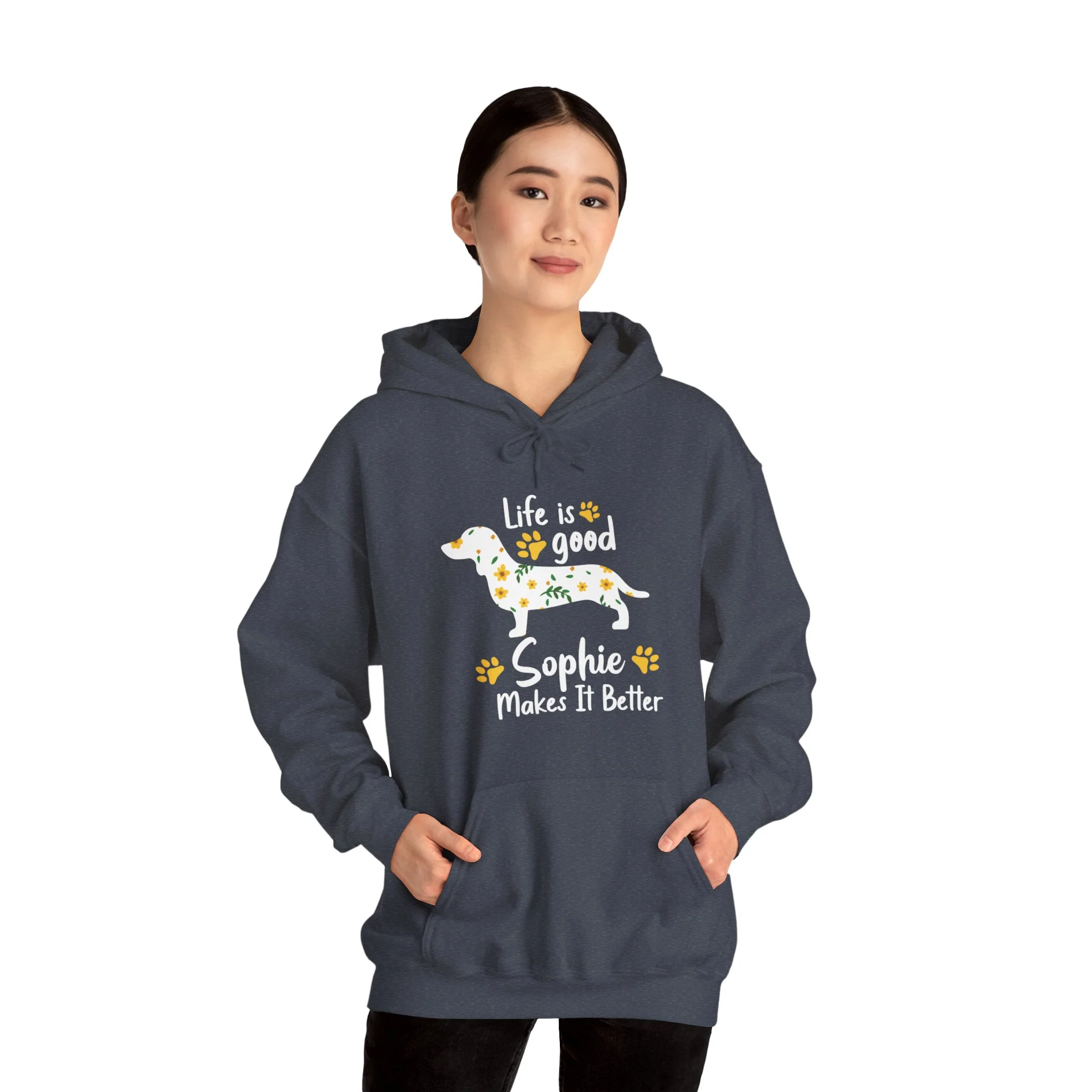 Custom Hoodie with dachshund Name  - Unisex Hoodie - Image 6