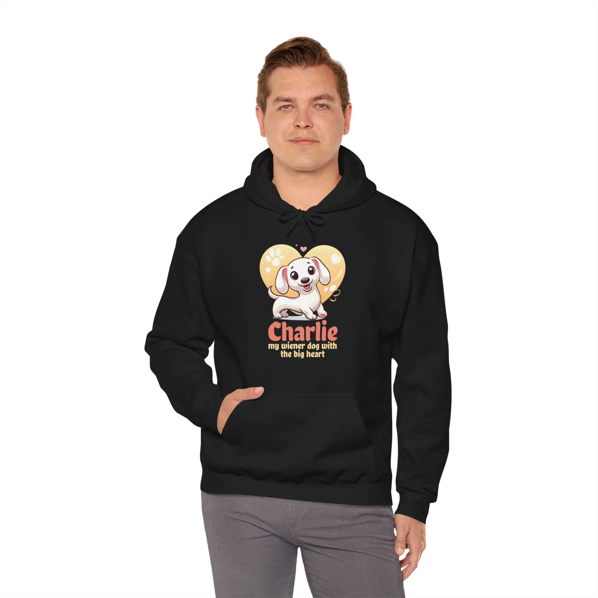 Custom Hoodie with dachshund Name - Unisex Hoodie - Image 2