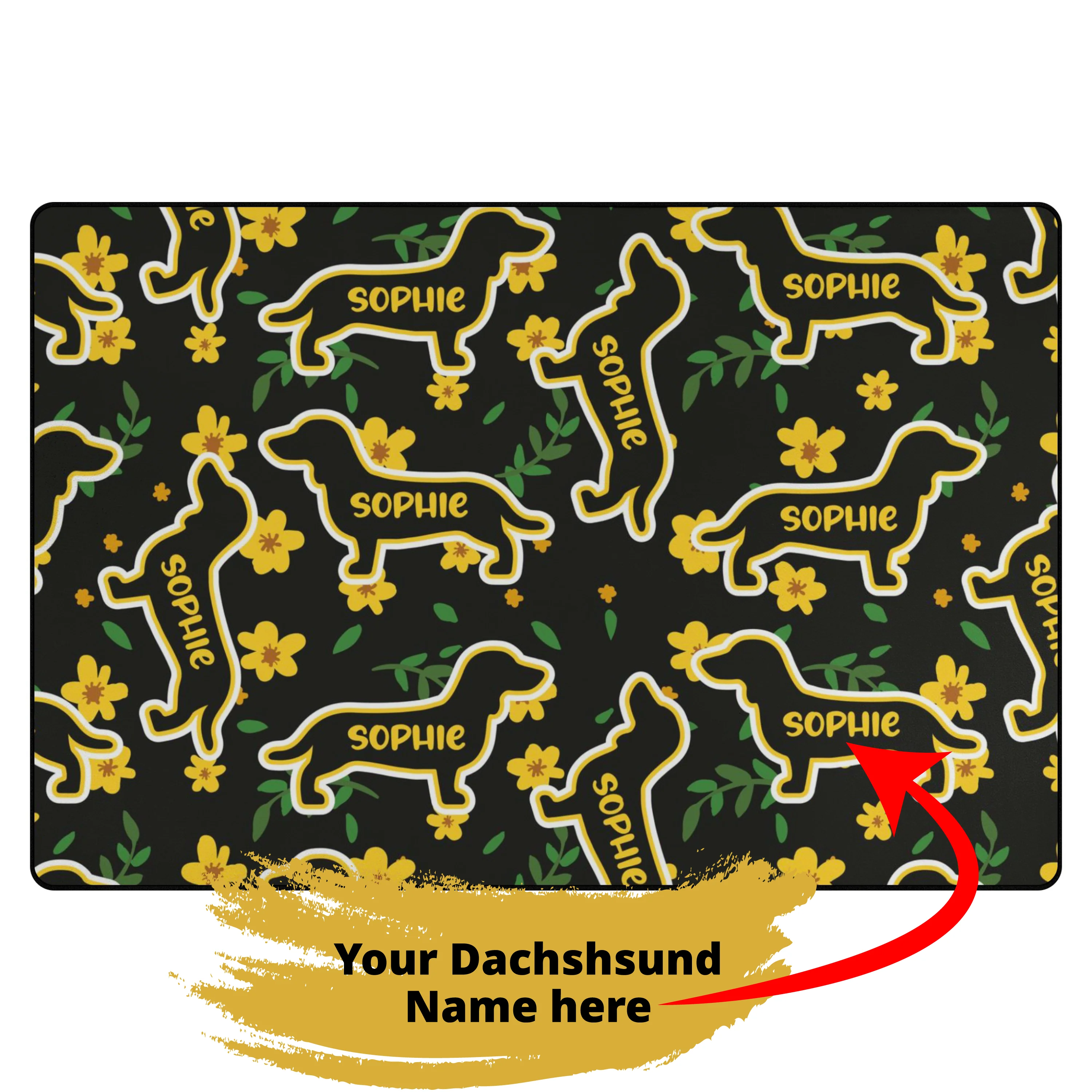 Custom Living Room Carpet Rug with dachshund Name - Living Room Carpet Rug