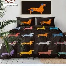 Dachshund Bed Colorful Puppy Printed Flat Sheet - Image 6