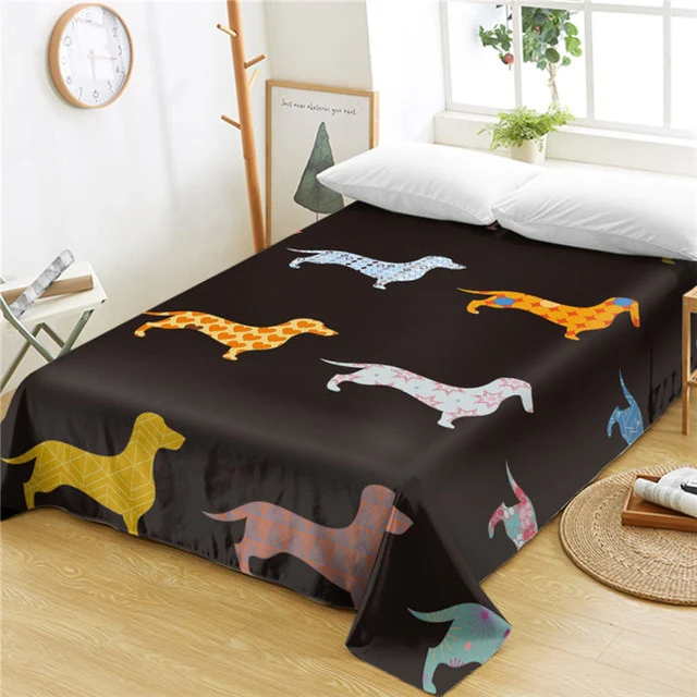 Dachshund Bed Colorful Puppy Printed Flat Sheet - Image 8