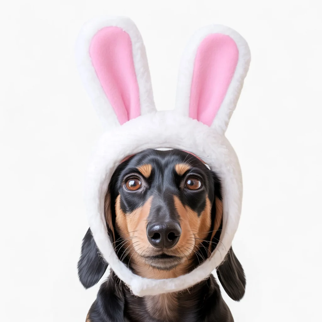 HopiPup Dachshund Bunny Ear Hat – Funny Dog Costume Headwear
