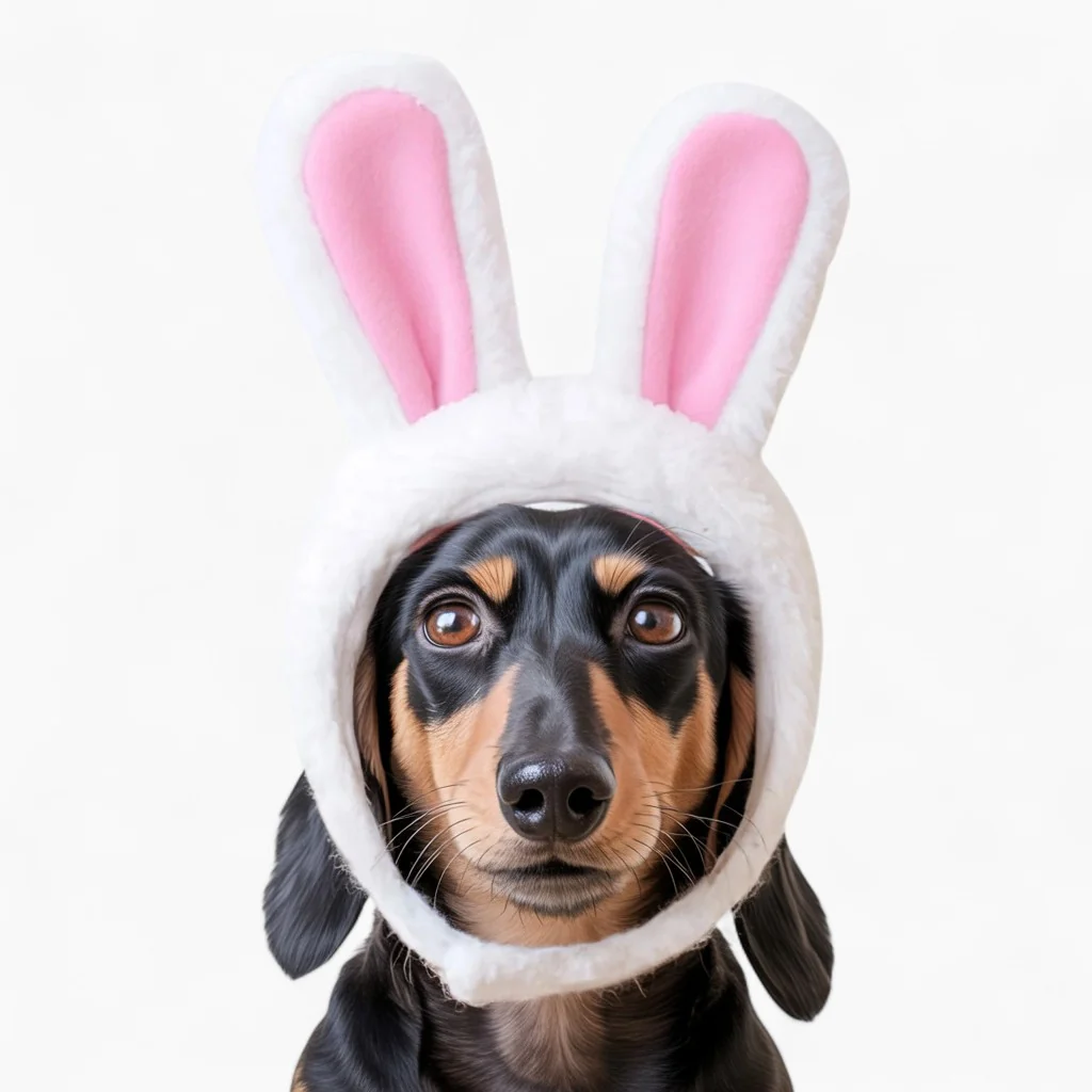 HopiPup Dachshund Bunny Ear Hat – Funny Dog Costume Headwear - Image 2