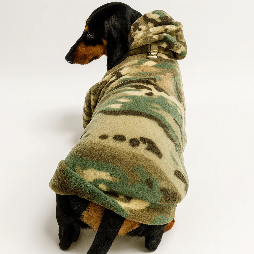 BarkWear Dachshund Camo Hoodie – Cozy Fleece Pullover for Sausage Dogs - Image 2