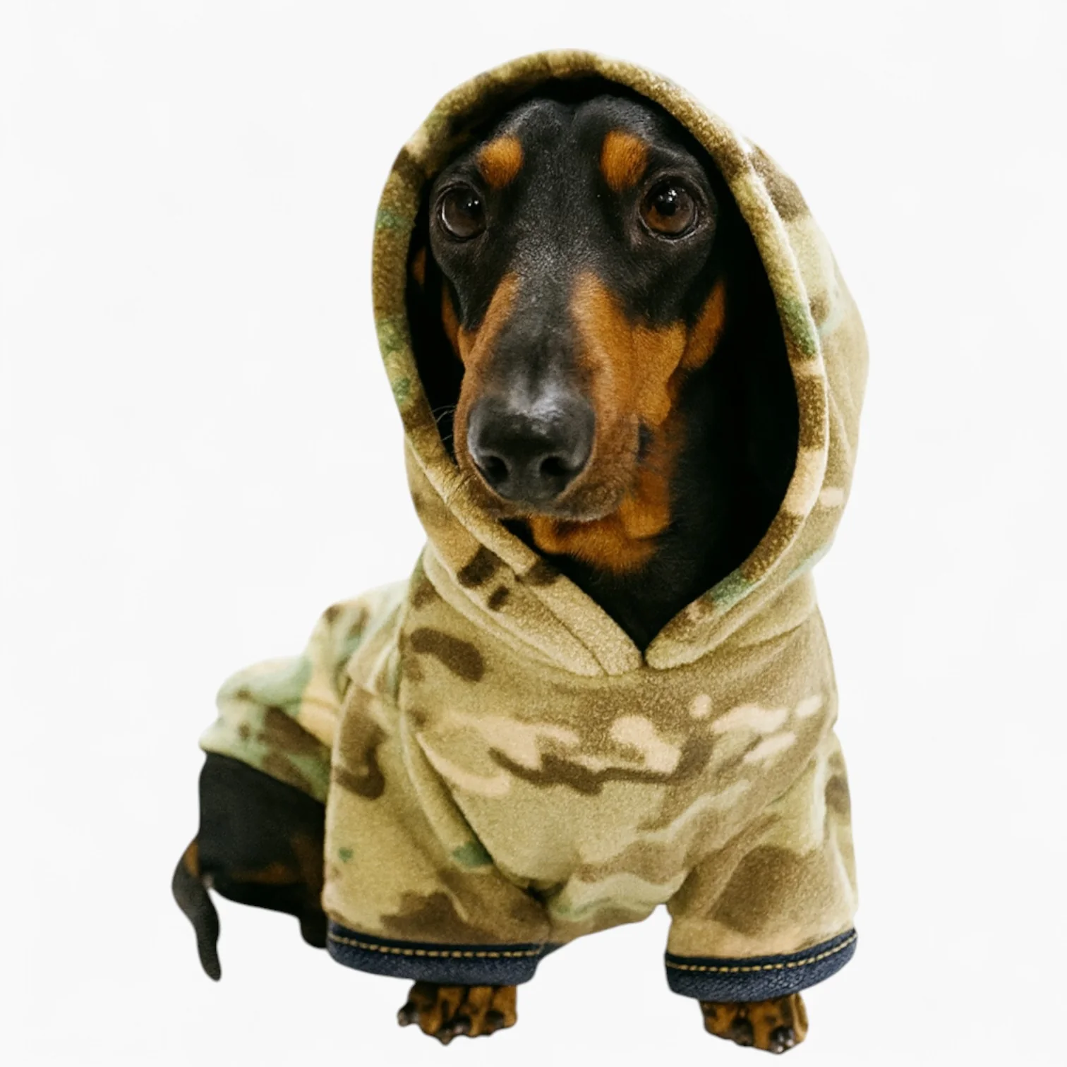 BarkWear Dachshund Camo Hoodie – Cozy Fleece Pullover for Sausage Dogs - Image 3