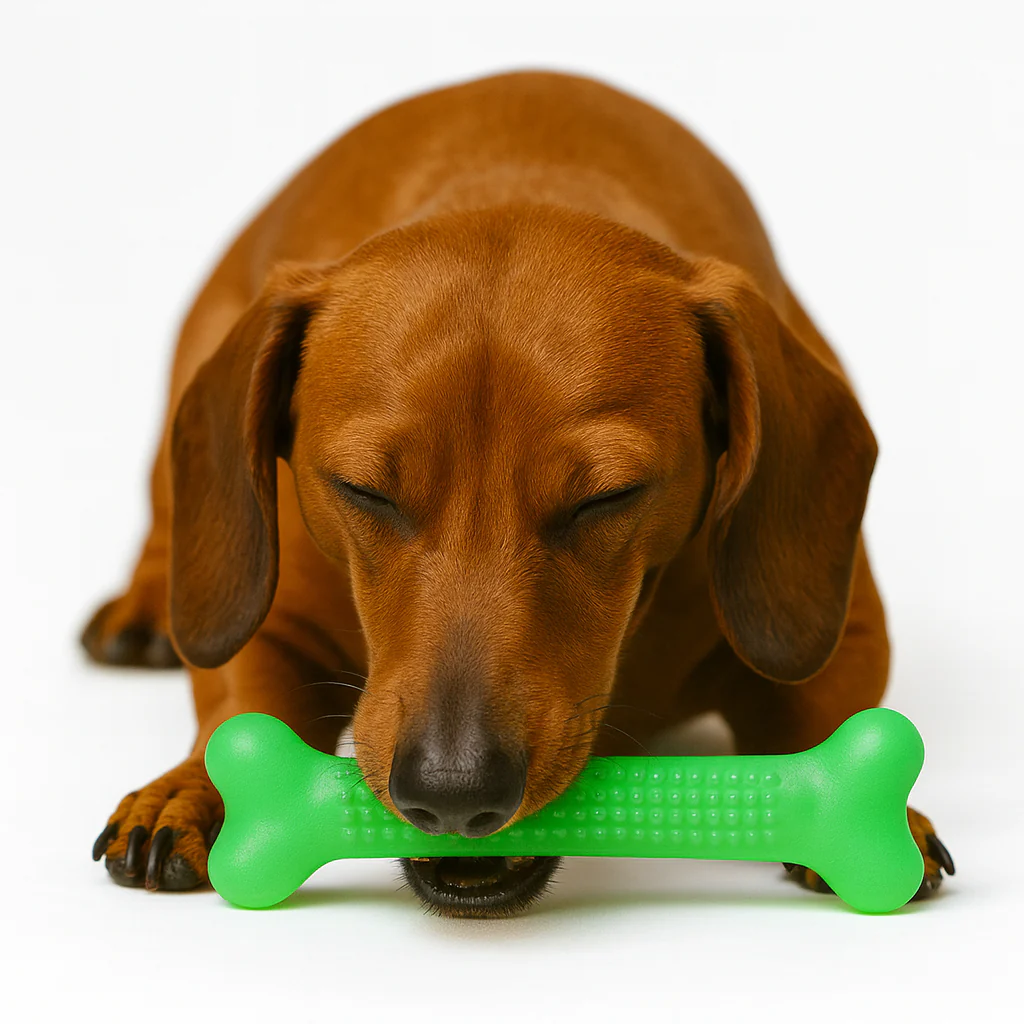 ChewGuard Dachshund Chow Toy – Soft Dental Care Rubber Bone Toy