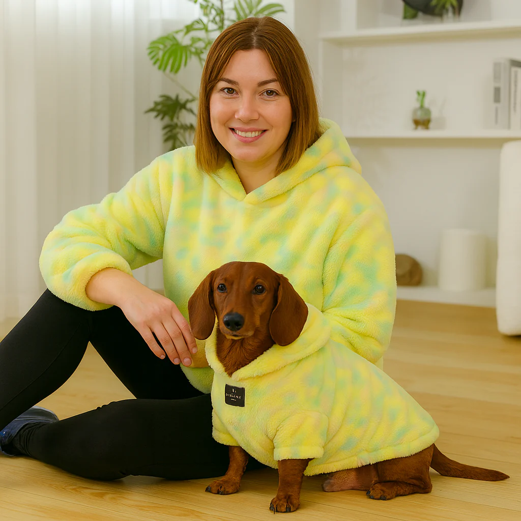 Snugtail Dachshund Human Matching Hoodie – Cozy Plush Tie-Dye Sweatshirt - Image 4
