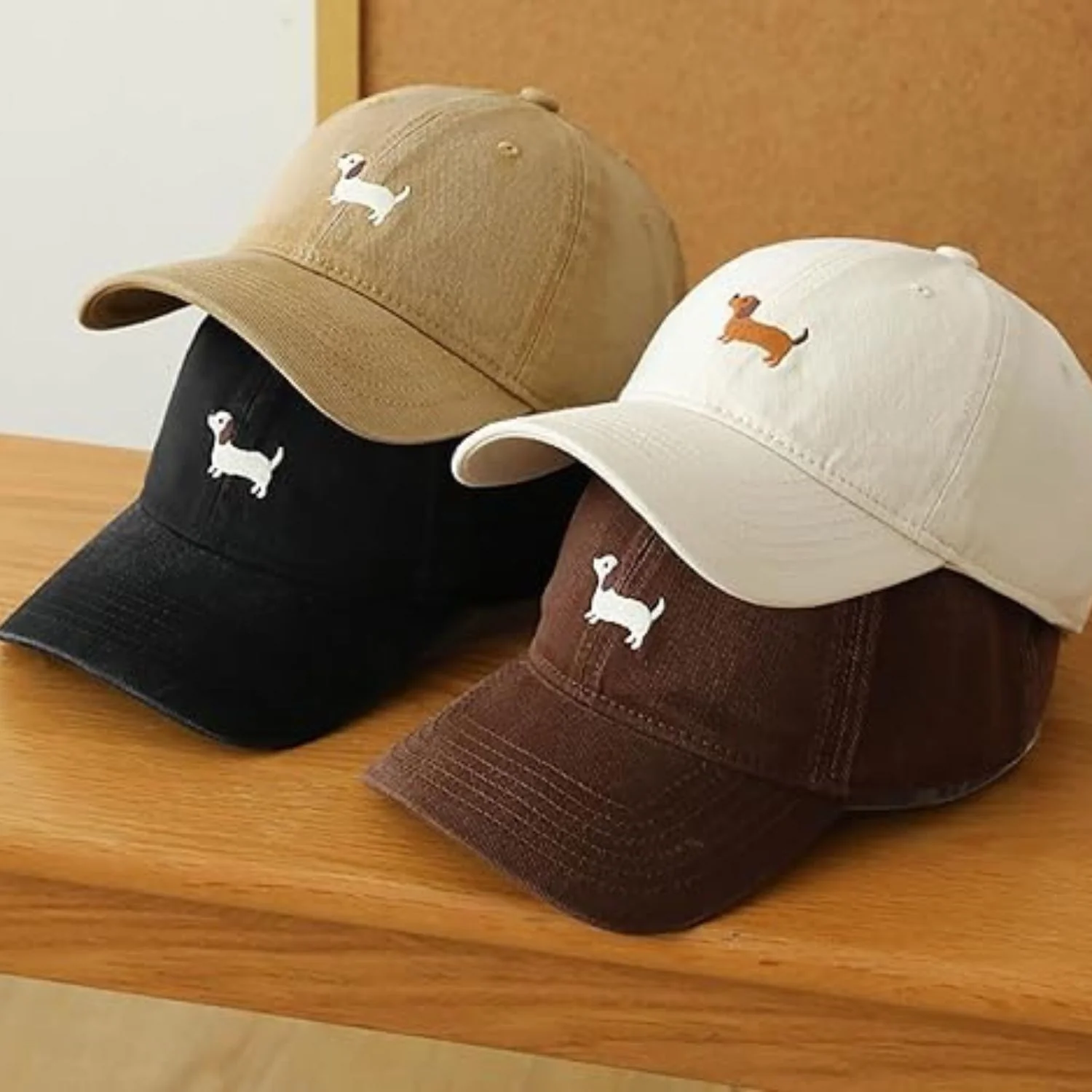 Cartoon Dachshund Embroidery Baseball Cap – Cotton Unisex Hat - Image 3