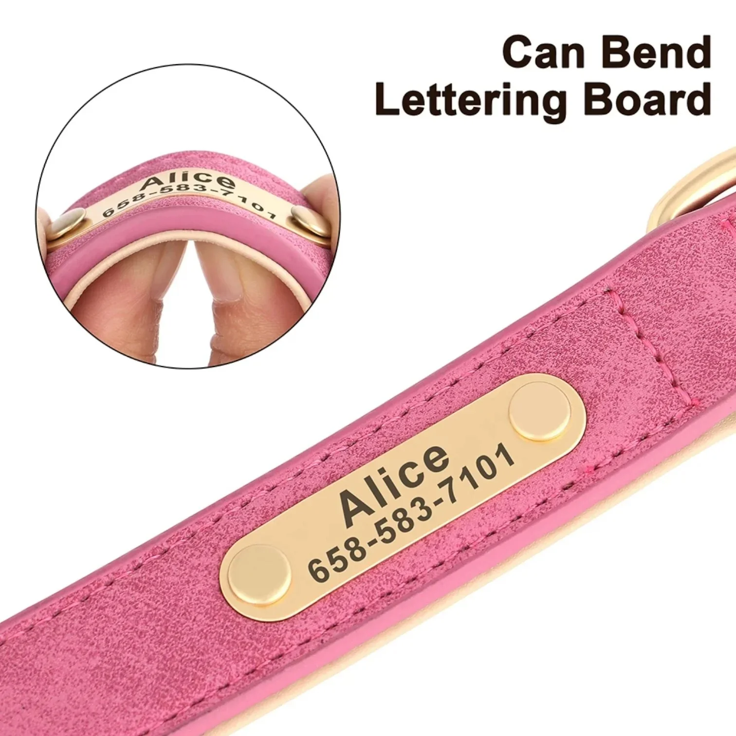 Taggio Dachshund Engraved Collar – Custom PU Leather Nameplate ID Collar - Image 11