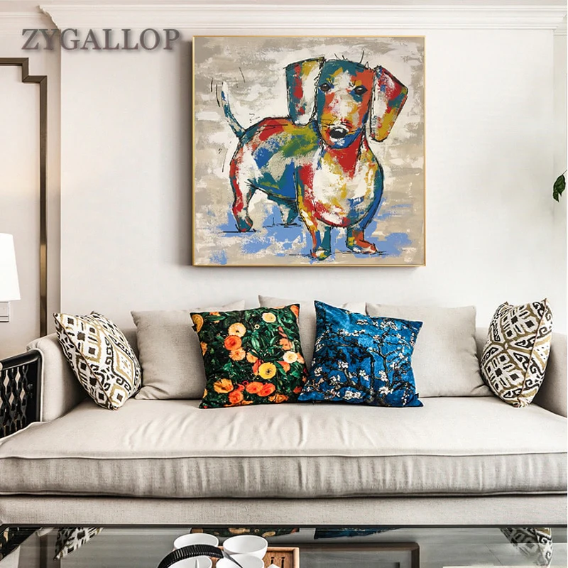 Dachshund Graffiti Canvas Paintings Abstract Dog Wall Art - Image 7