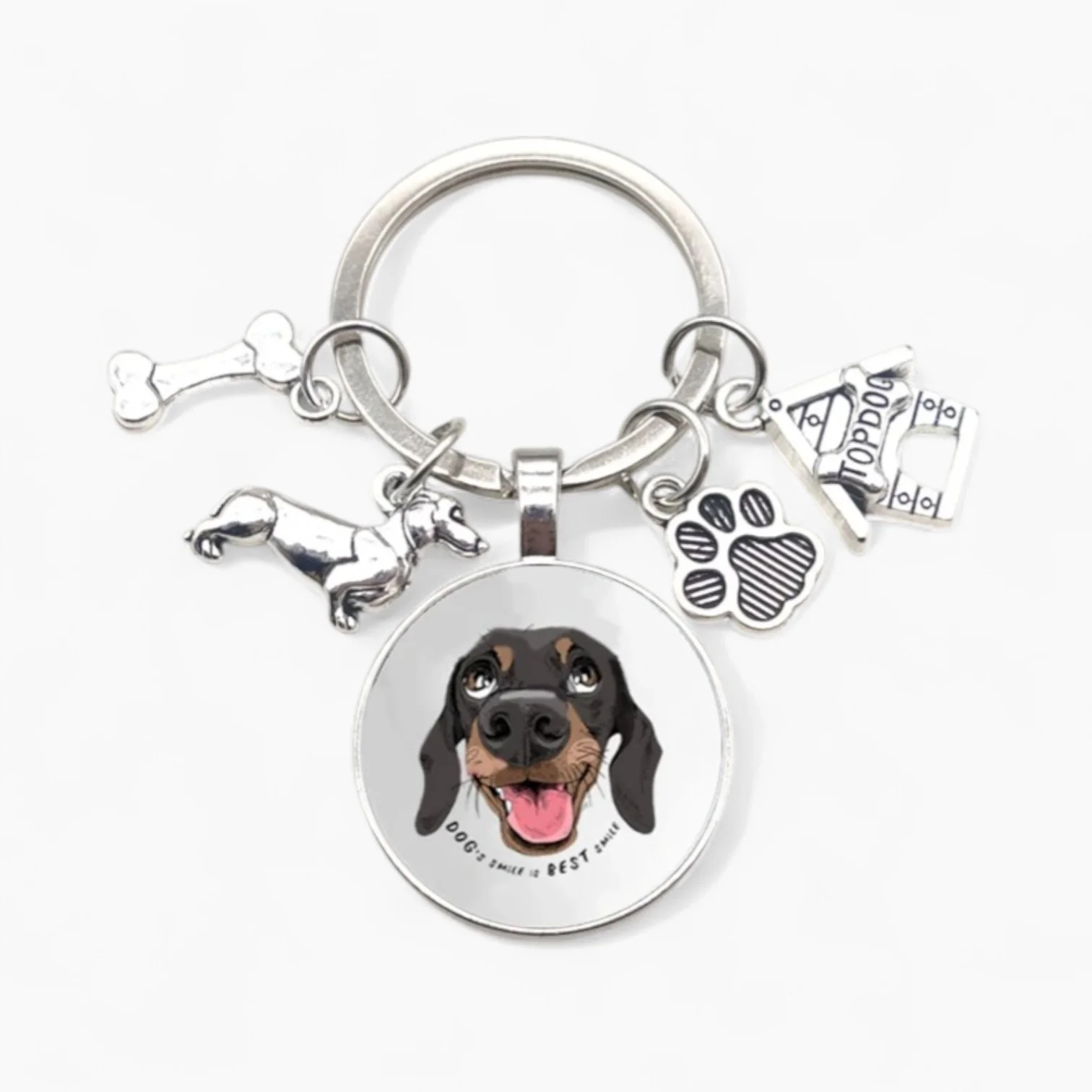 TailSpark Dachshund Keychain – Cute Cartoon Dog Glass Pendant with Charms - Image 16