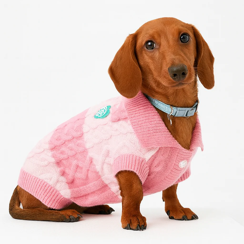 CozyPup Dachshund Knitted Sweater – Breathable Short Sleeve Dog Clothe
