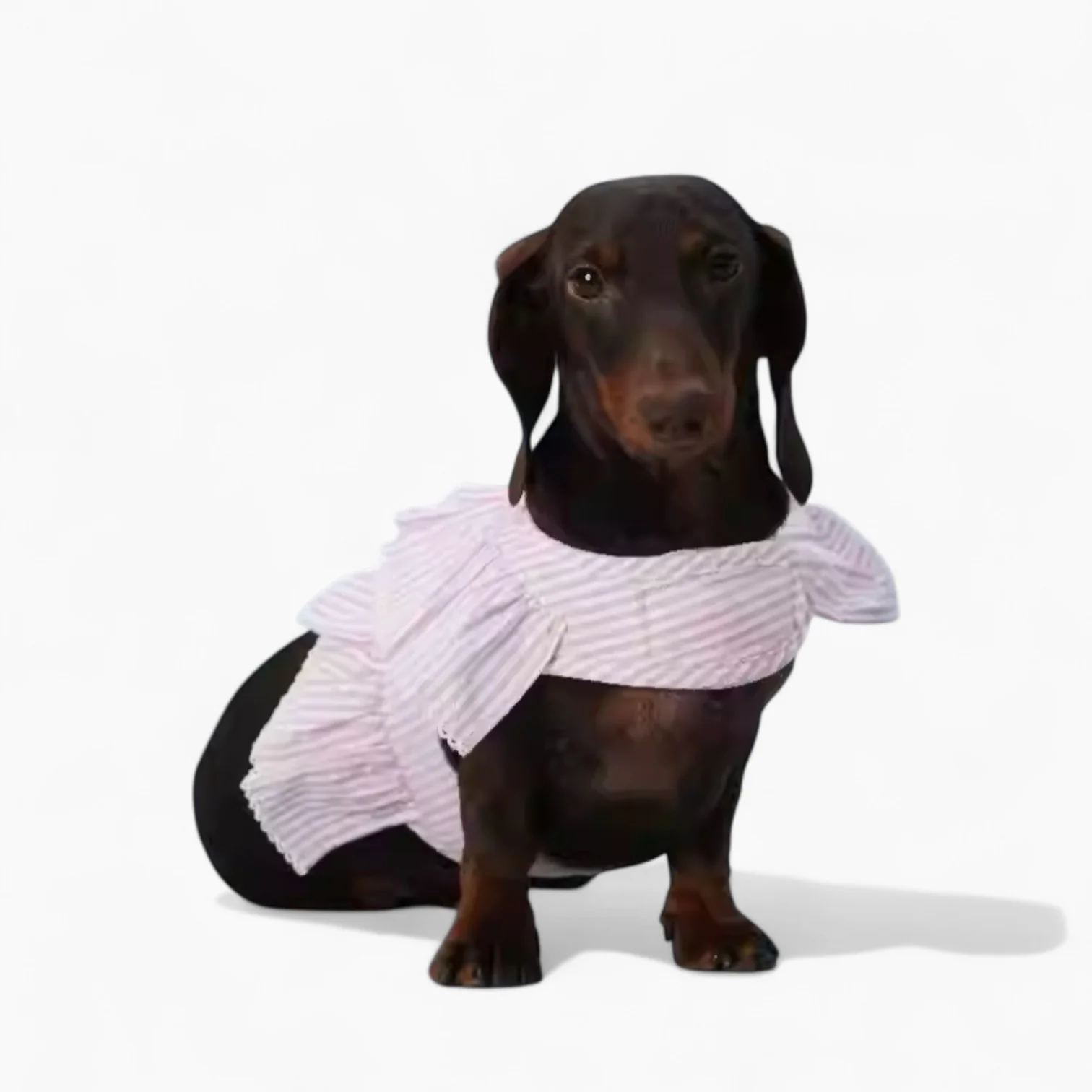 PawPet Dachshund Lace Ruffle Harness – Soft Breathable Striped Vest with Adjustable Velcro - Image 7