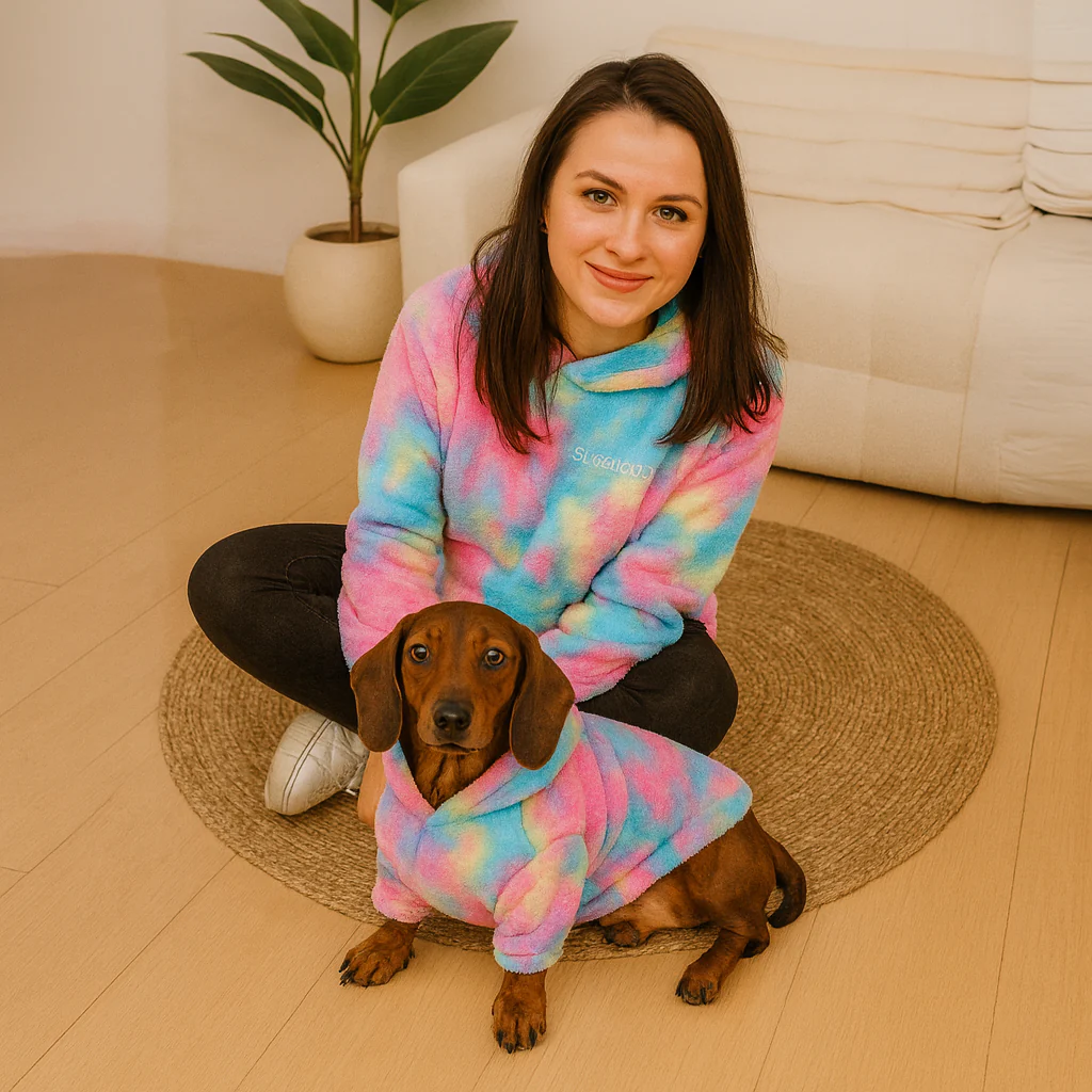 Pawvera Dachshund Rainbow Matching Hoodie – Plush Fleece Parent-Child Sweatshirt - Image 4
