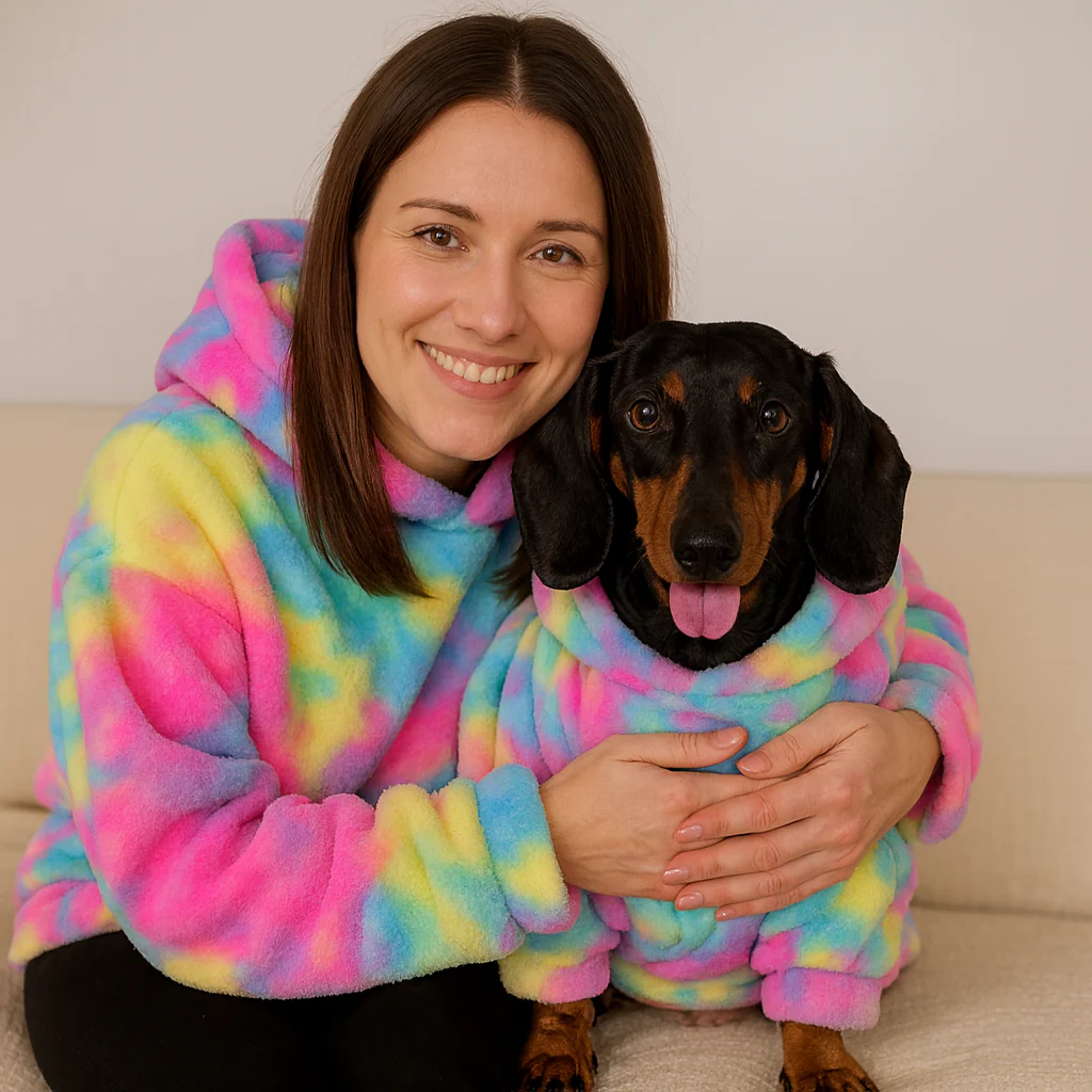 Pawvera Dachshund Rainbow Matching Hoodie – Plush Fleece Parent-Child Sweatshirt - Image 5