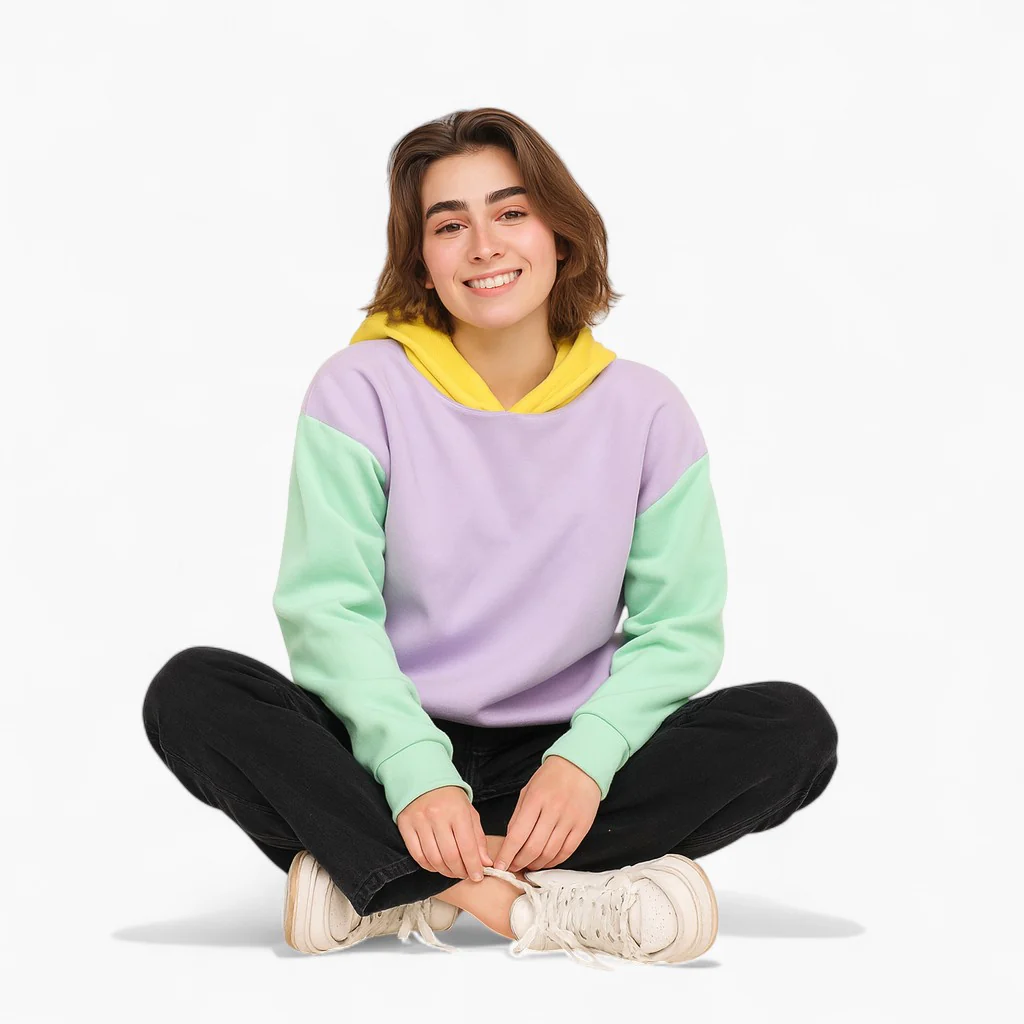 Tailvera Dachshund Human Matching Hoodie – Pastel Color Block Sweatshirt - Image 3