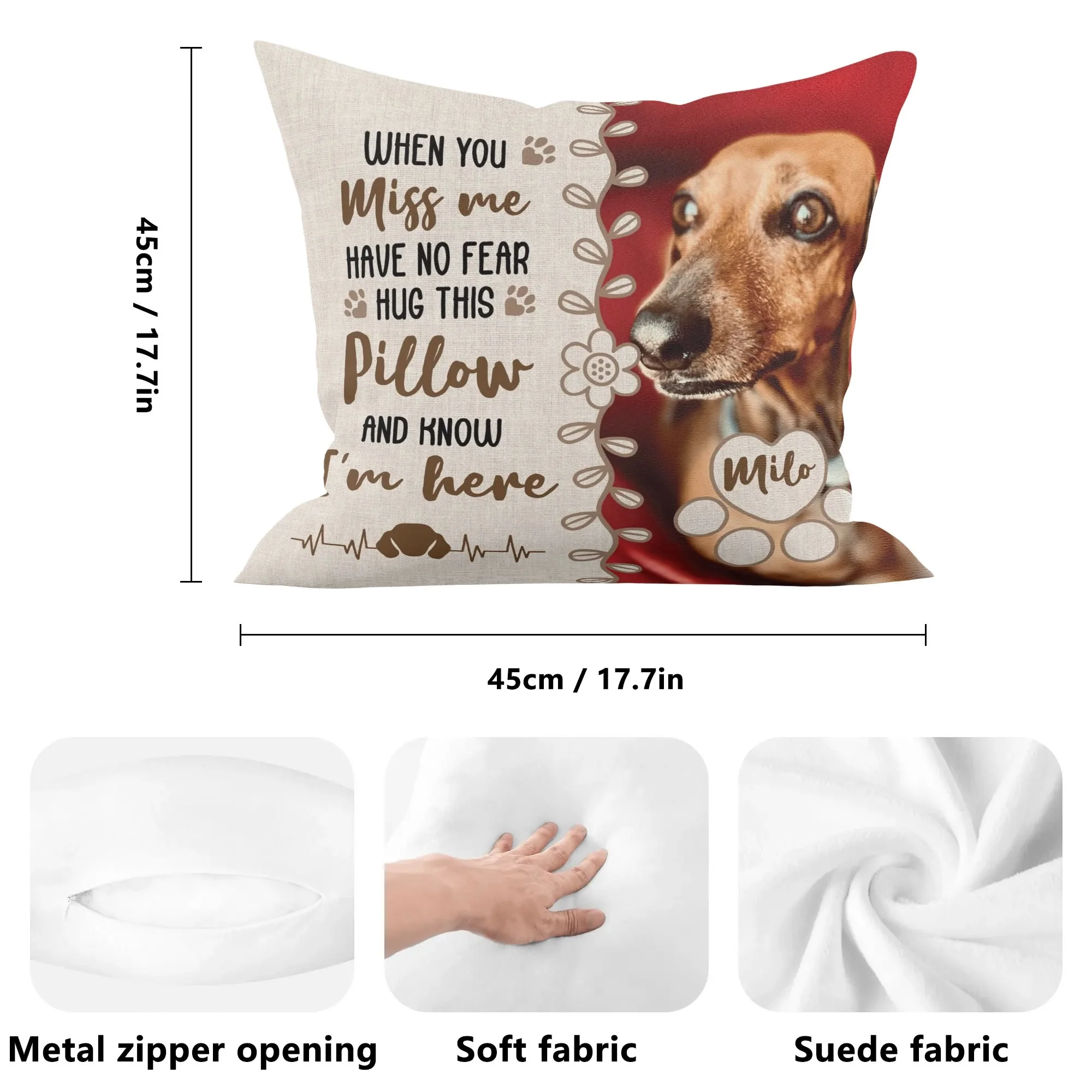 Dachshund name and image personalized pillow - Image 7