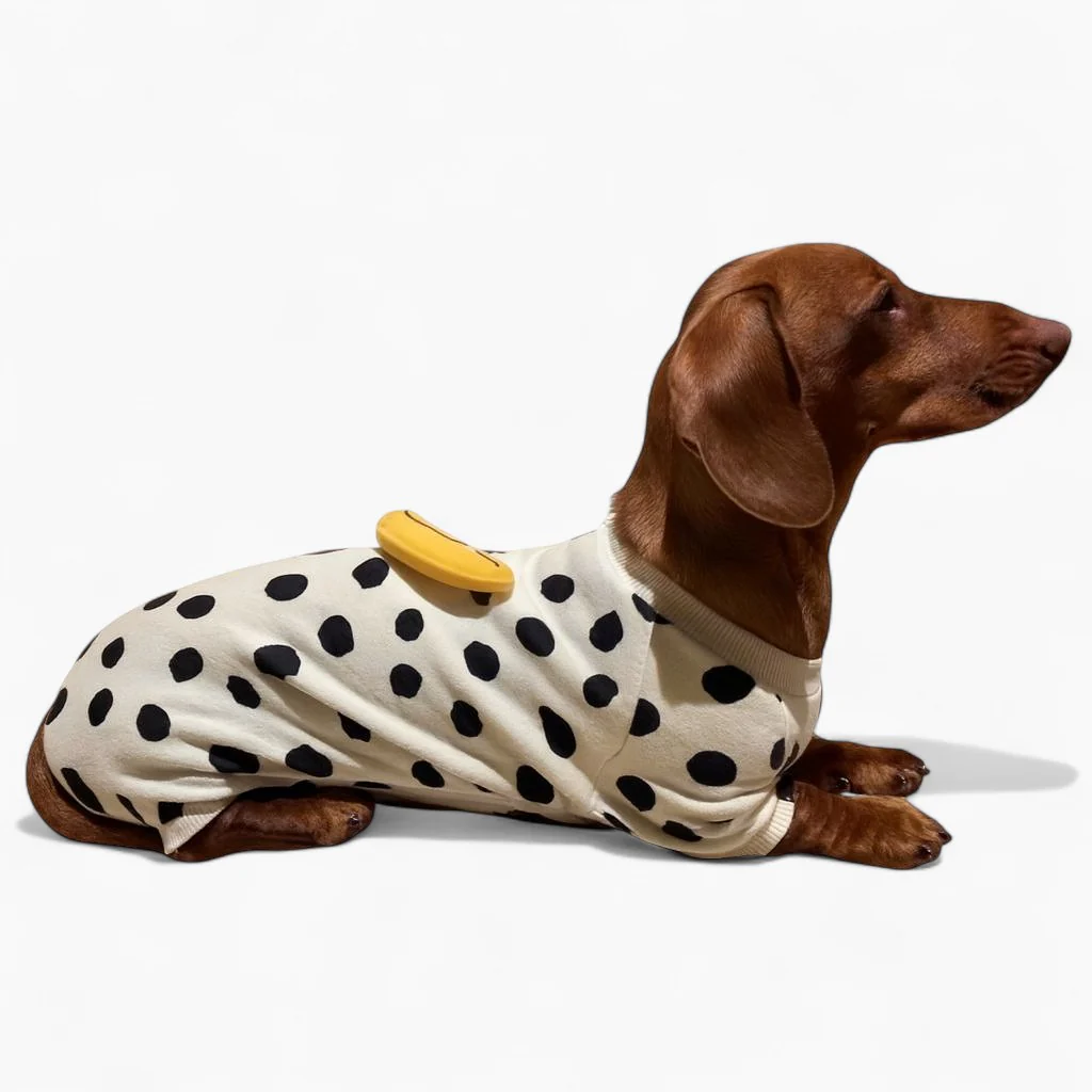 BananaPup Dachshund Pajamas – Soft Cow Print Overall Sweatshirt - Image 2