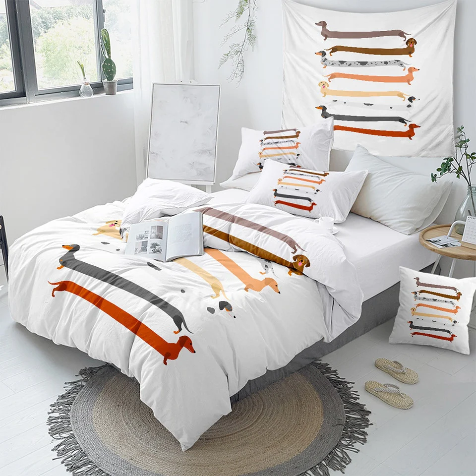 Dachshund Pattern Cute Bedding Set - Image 9