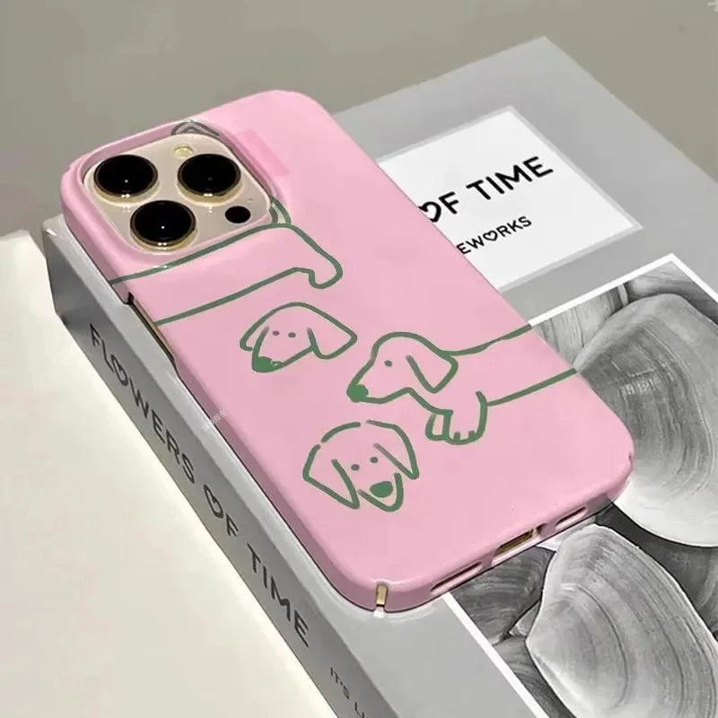 PawCase Dachshund Phone Case – Pink Glossy HD Hard PC Cover for iPhone 16/15/14/13/12/11 Pro Max - Image 6